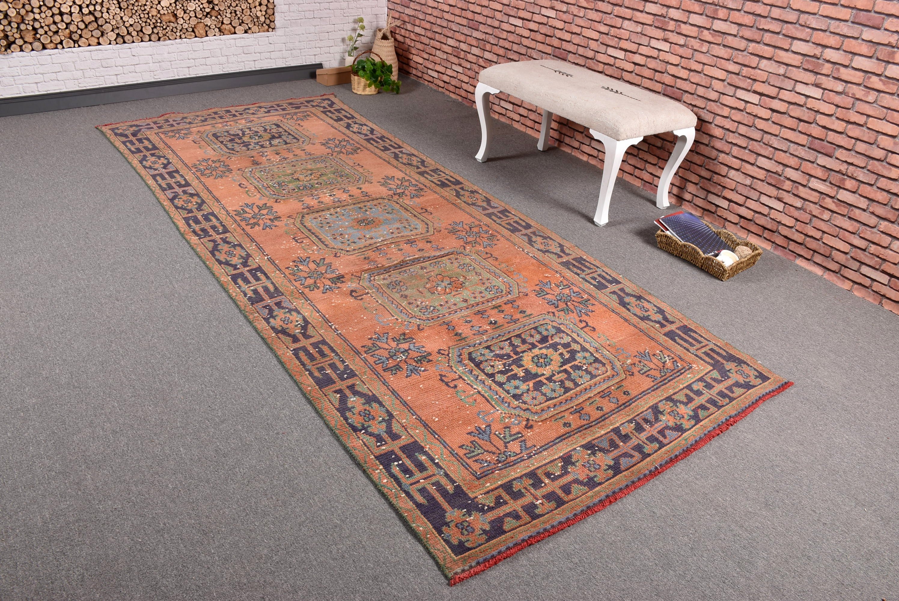 Oturma Odası Halıları, Vintage Halı, Büyük Boho Halısı, Ev Dekor Halıları, 4.3x10.7 ft Büyük Halı, Anadolu Halısı, Türk Halısı, Pembe Ev Dekor Halıları