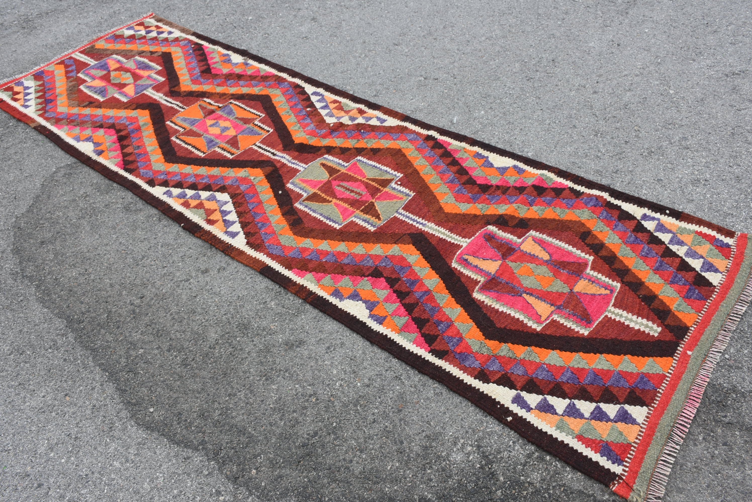 Orange Oushak Rugs, Stair Rugs, Home Decor Rug, Rugs for Kitchen, Turkish Rugs, Vintage Rug, 3x9.9 ft Runner Rug, Floor Rug, Hallway Rug
