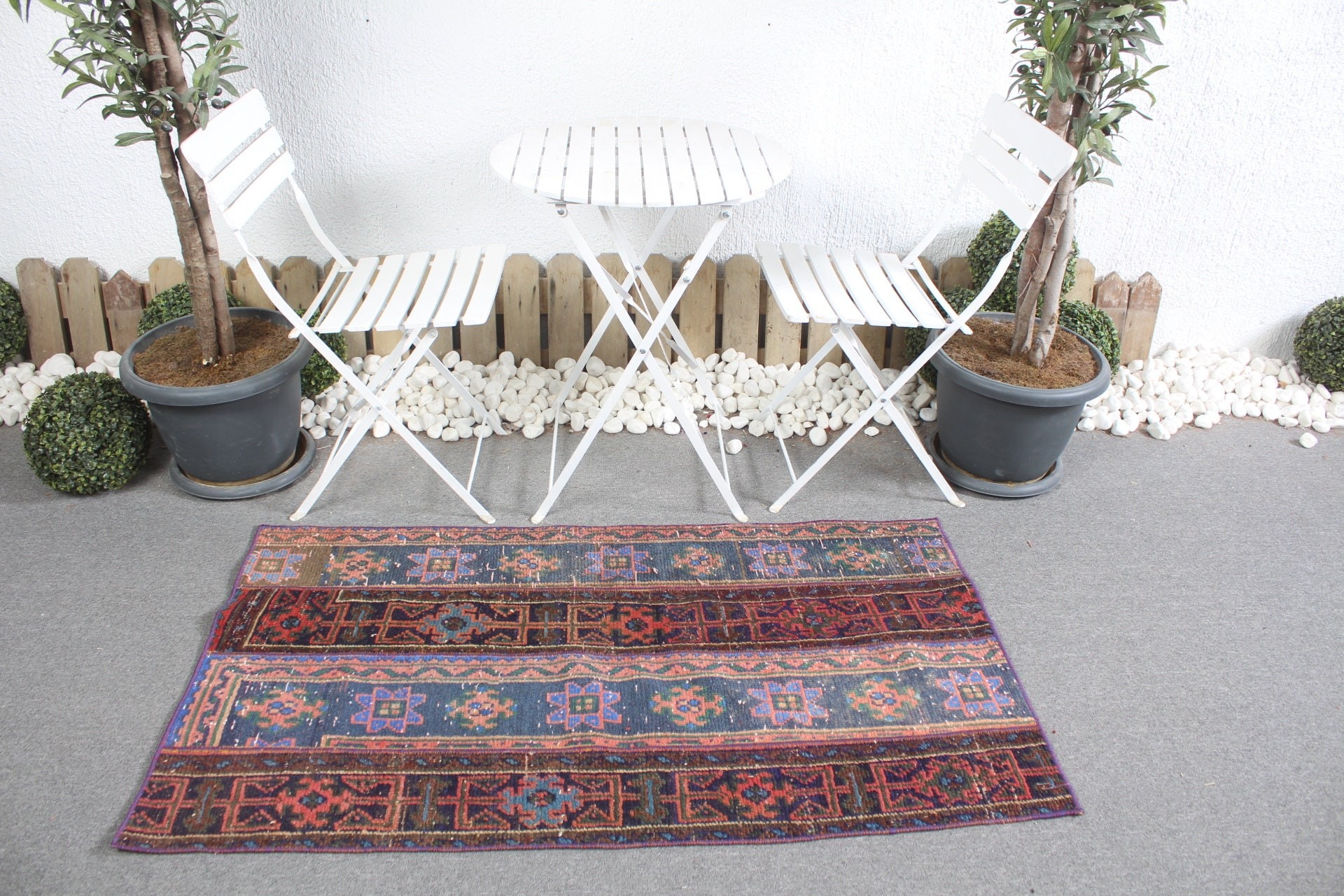 2.7x4.8 ft Small Rug, Kitchen Rugs, Vintage Rug, Bedroom Rugs, Car Mat Rug, Cute Rug, Turkish Rug, Blue Home Decor Rugs