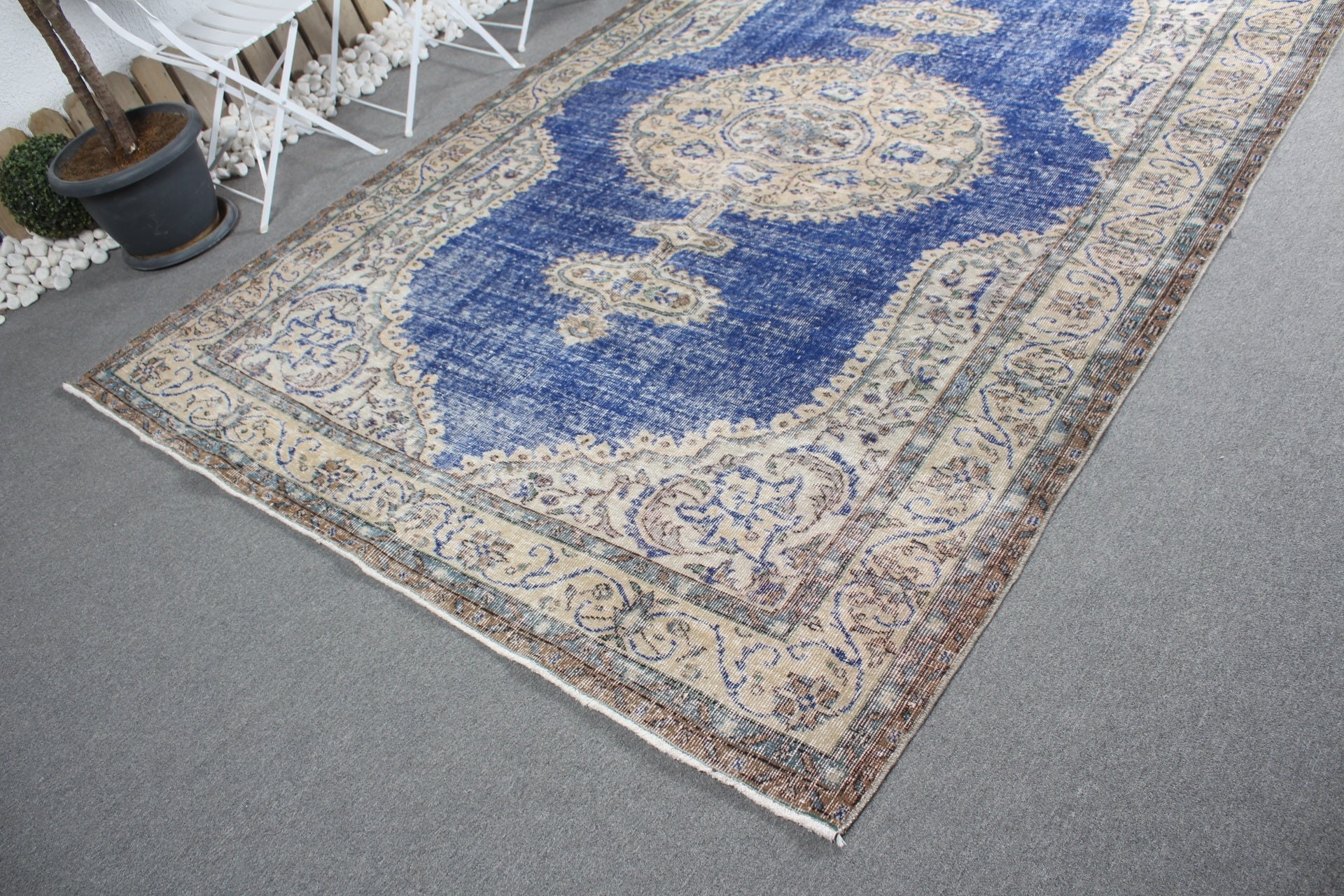 Oushak Rugs, 6.8x10 ft Large Rug, Floor Rugs, Rugs for Bedroom, Turkish Rug, Blue Oriental Rug, Salon Rugs, Vintage Rugs, Dining Room Rug