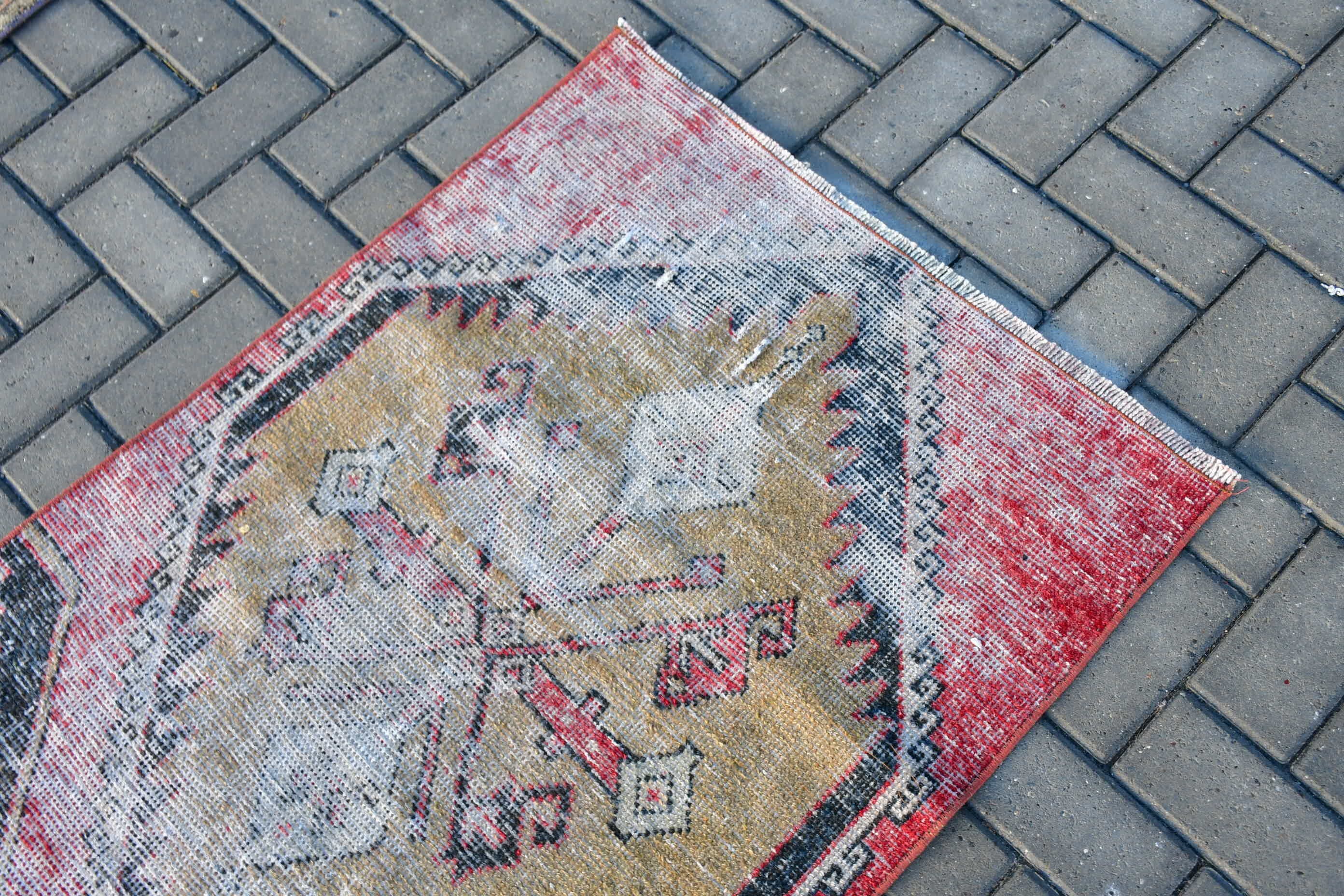 Turkish Rugs, 2.6x3.5 ft Small Rug, Vintage Rugs, Rugs for Door Mat, Red Wool Rug, Cool Rug, Car Mat Rugs, Kitchen Rugs