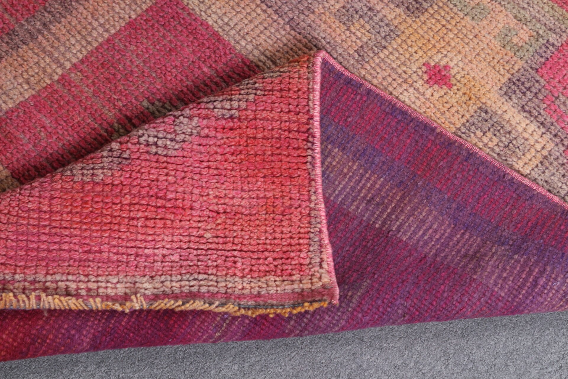Oriental Rug, 3x9.6 ft Runner Rugs, Oushak Rugs, Turkish Rug, Corridor Rug, Vintage Rug, Pink Bedroom Rug, Rugs for Kitchen, Muted Rug