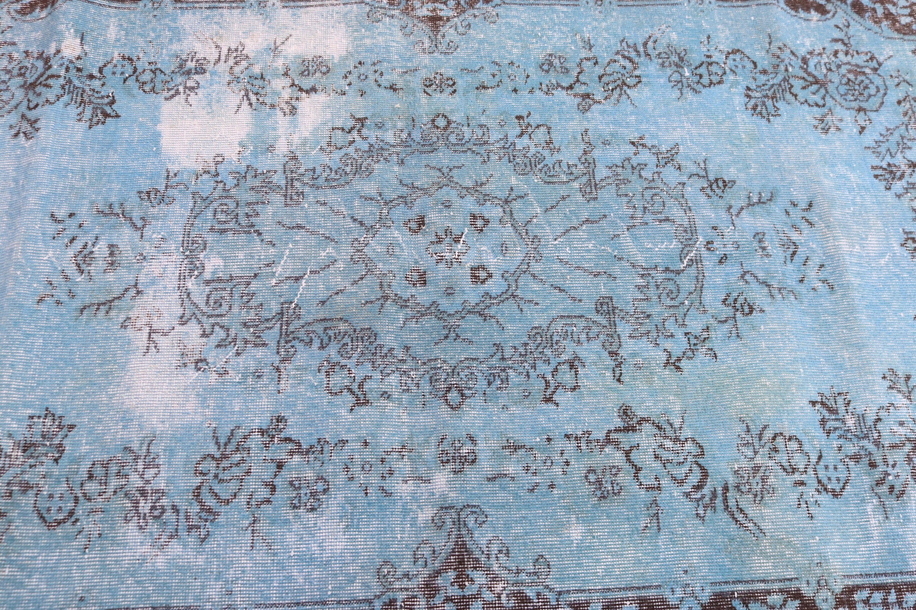 Boho Halılar, Mavi Geometrik Halı, Çocuk Halısı, Yer Halısı, Vintage Halılar, 3,7x6,9 ft Alan Halısı, İç Mekan Halıları, Türk Halıları