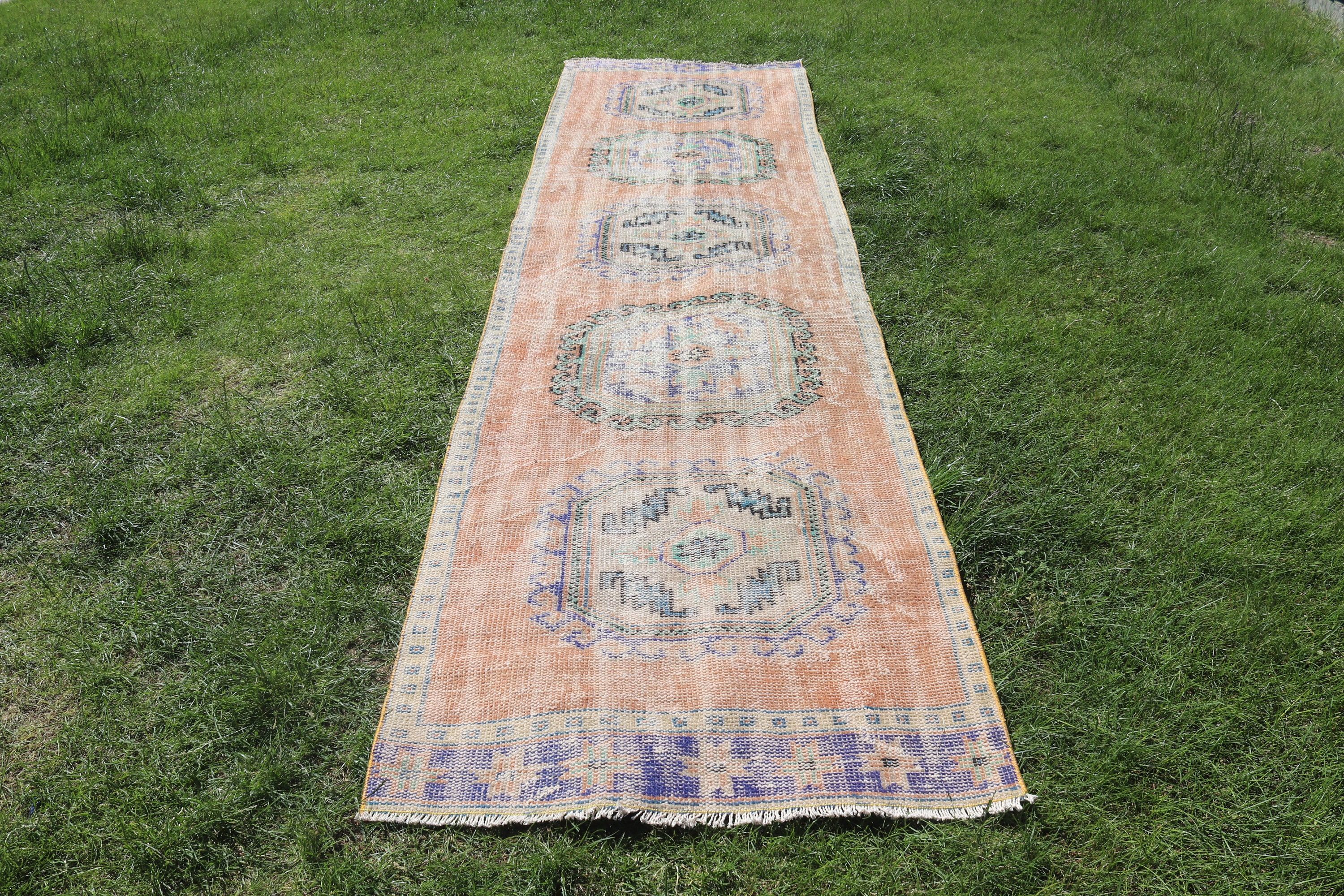 Vintage Rug, Aztec Rug, Oriental Rug, Beni Ourain Runner Rug, 3x11.7 ft Runner Rug, Turkish Rug, Kitchen Rug, Brown Wool Rug, Anatolian Rug