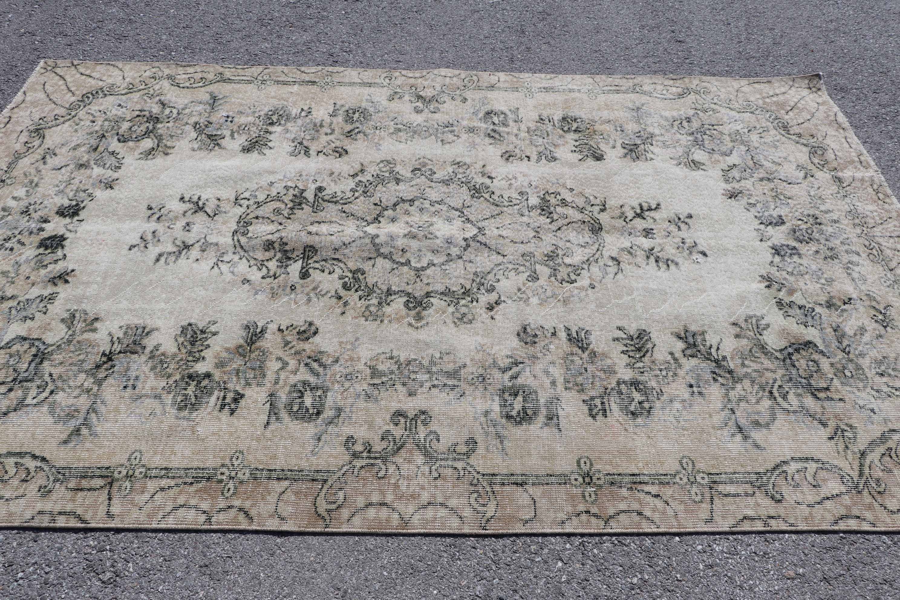 Vintage Rugs, Turkish Rugs, Antique Rugs, Kitchen Rugs, Living Room Rugs, 5.4x8.8 ft Large Rug, Bedroom Rug, Beige Moroccan Rug, Pale Rug