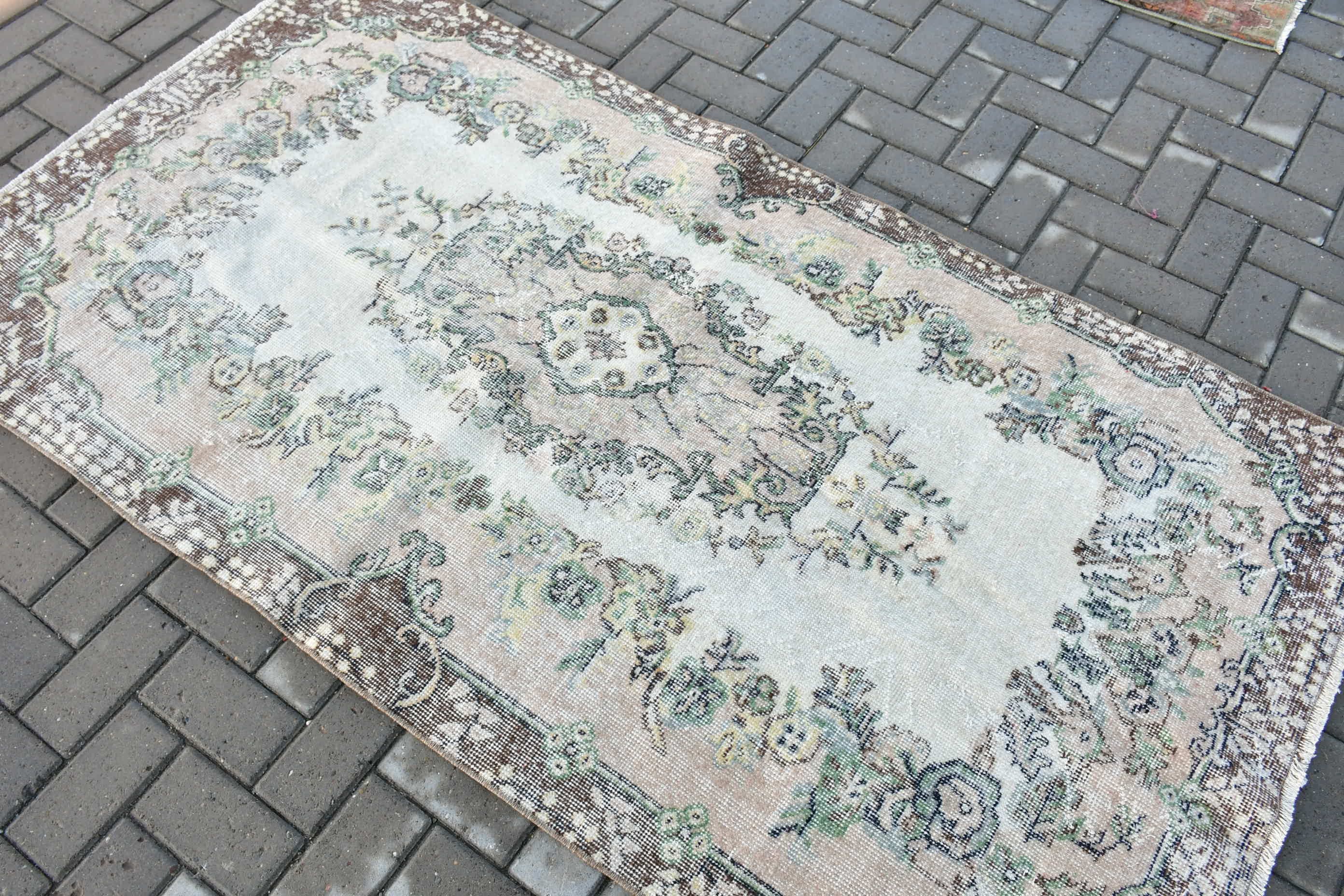 3.7x6.8 ft Area Rug, Floor Rugs, Art Rugs, Vintage Rug, Moroccan Rugs, Turkish Rug, Beige Home Decor Rug, Wool Rug, Dining Room Rugs