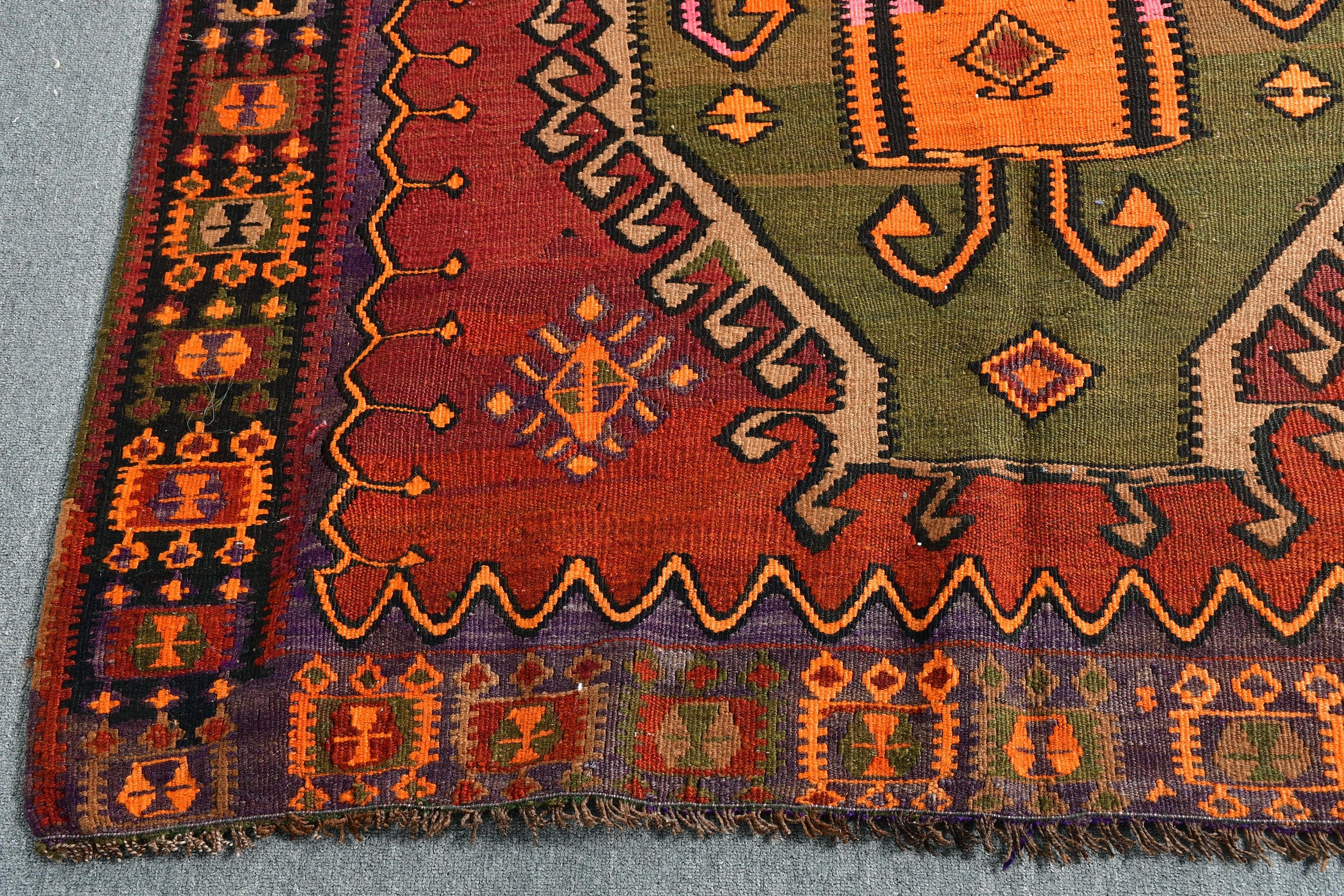 Runner Halıları, Aztek Halısı, Merdiven Halısı, Türk Halıları, Mutfak Halısı, Vintage Halı, 4.7x12.9 ft Runner Halısı, Antika Halılar, Kırmızı Oushak Halıları, Kilim