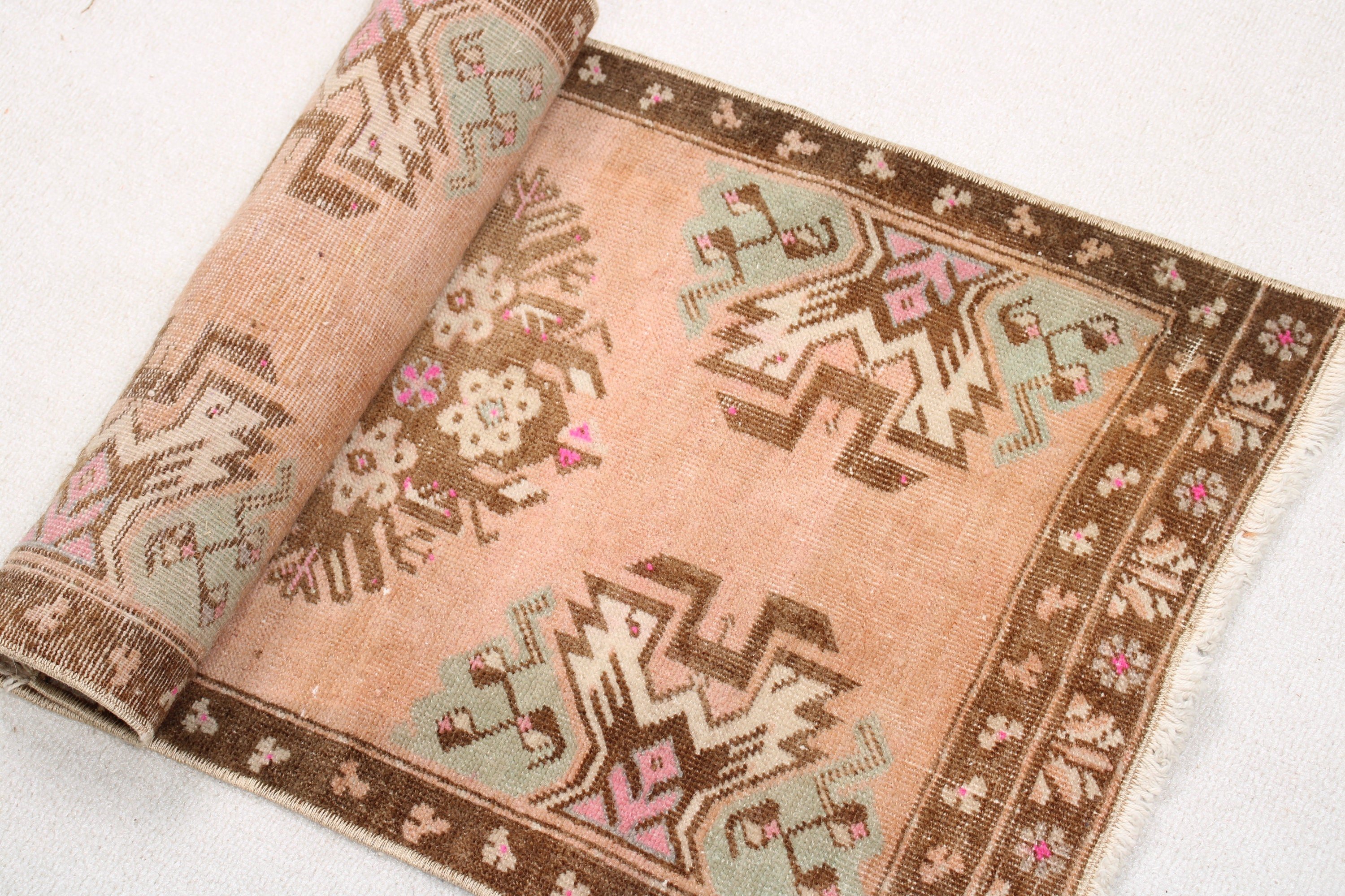 Vintage Rug, Flatweave Rugs, Nursery Rugs, Pink Kitchen Rugs, 1.5x2.6 ft Small Rug, Rugs for Small Vintage, Turkish Rug, Kitchen Rugs