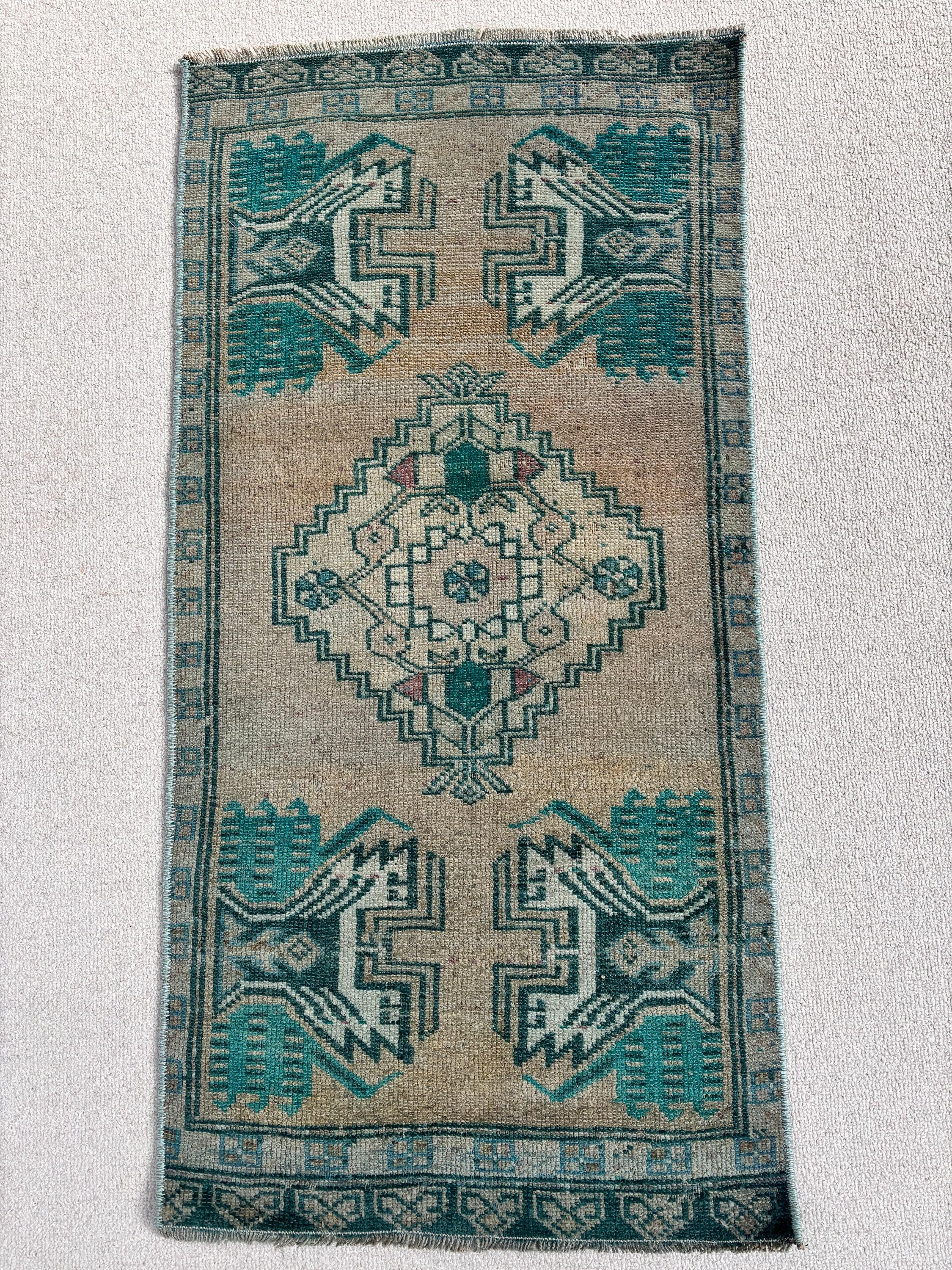 Vintage Rugs, Turkish Rugs, Rugs for Car Mat, Green Floor Rugs, 1.6x3.1 ft Small Rugs, Bath Rugs, Nursery Rug, Antique Rug