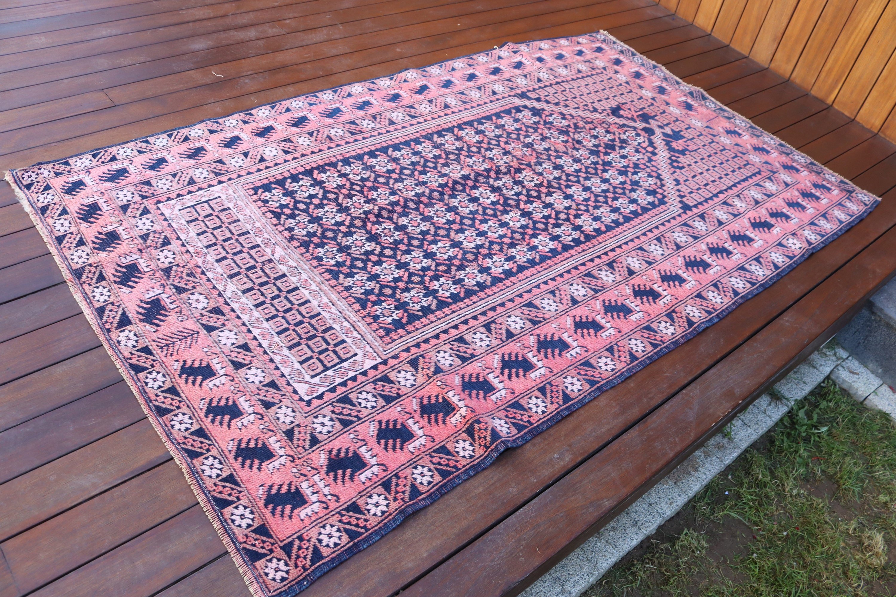 Yatak Odası Halıları, Yer Halısı, İç Mekan Halısı, Vintage Halılar, Türk Halıları, Antika Halılar, 3.7x6.5 ft Alan Halısı, Pembe Oushak Halısı, Ev Dekorasyonu Halısı