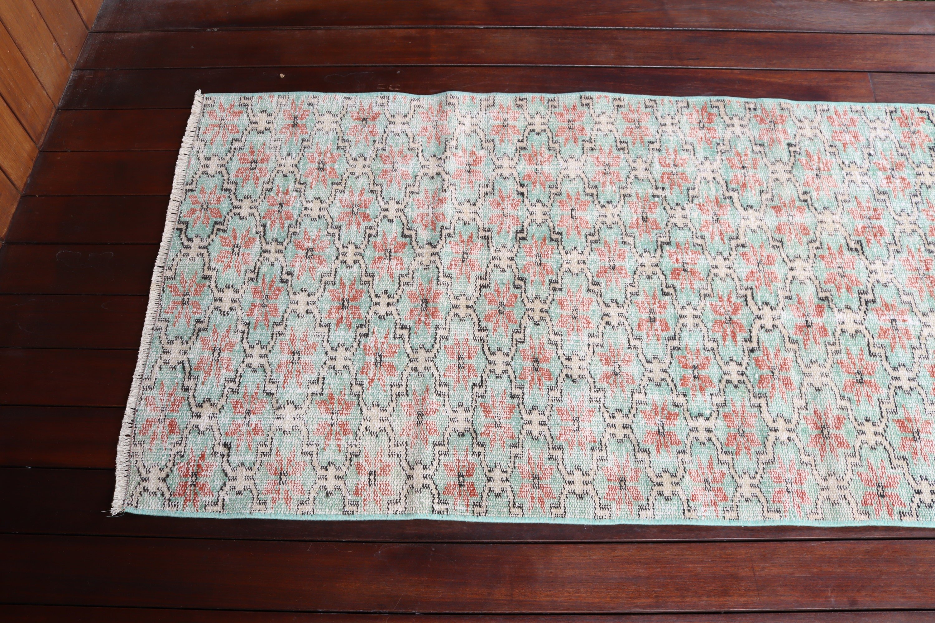 Outdoor Rugs, Vintage Rug, Kitchen Rug, Floor Rugs, Green  2.5x6.7 ft Runner Rugs, Rugs for Stair, Turkish Rug, Home Decor Rug