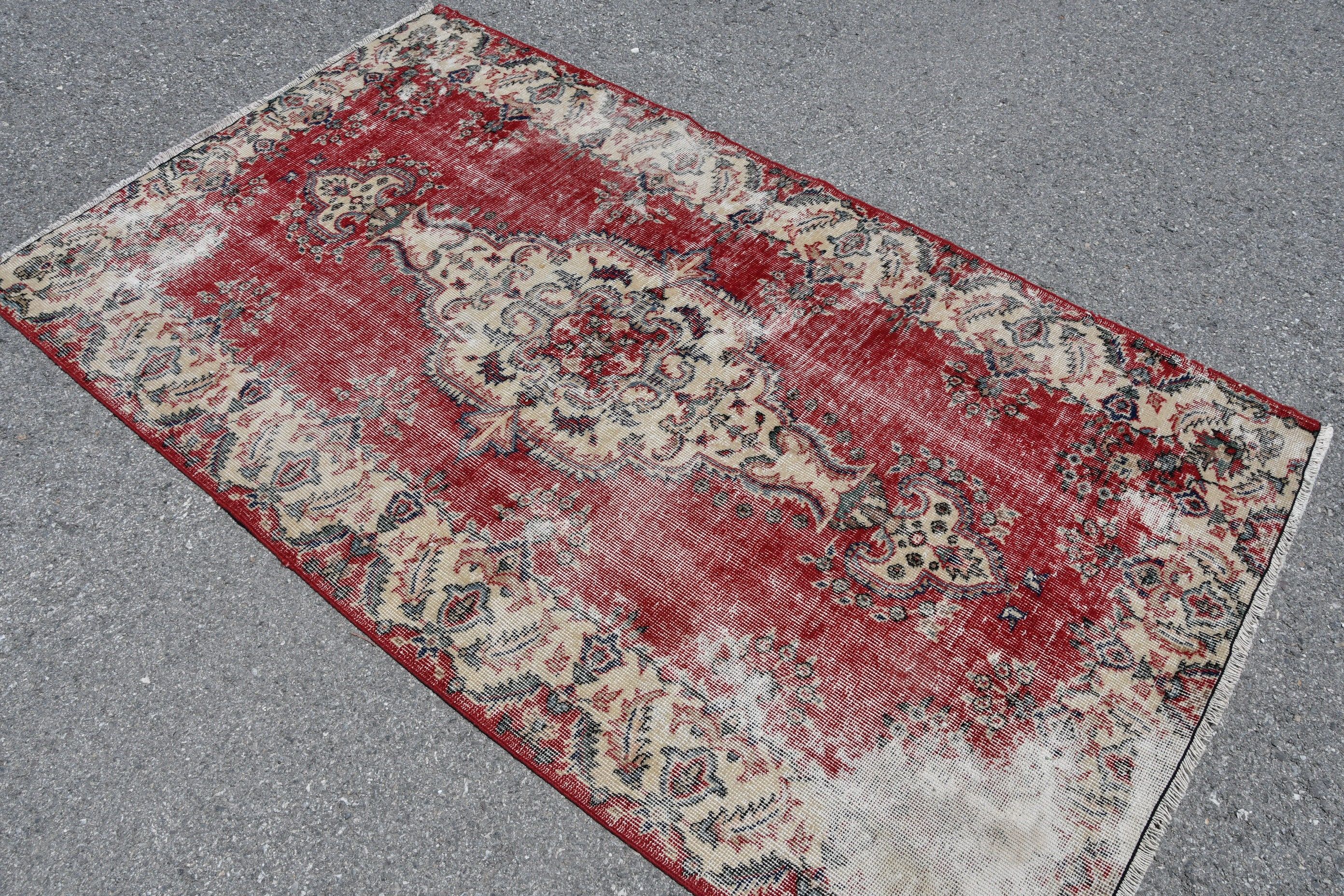 Living Room Rug, 3.8x6.8 ft Area Rug, Turkish Rugs, Home Decor Rug, Rugs for Dining Room, Vintage Rugs, Red Oriental Rug