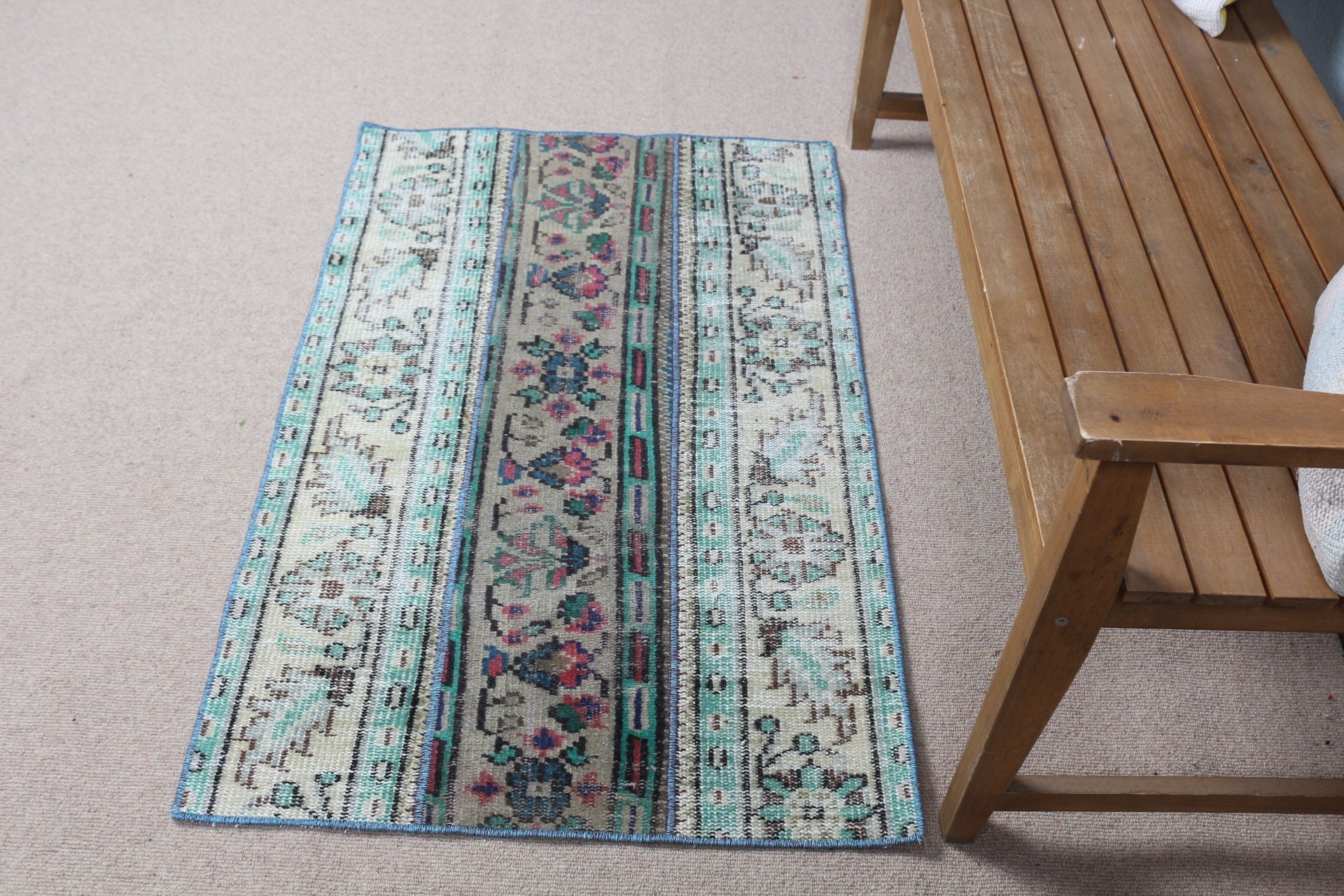 Bathroom Rug, Oriental Rug, Vintage Rug, Turkish Rugs, Green Kitchen Rug, 2.5x4 ft Small Rugs, Car Mat Rug, Custom Rugs