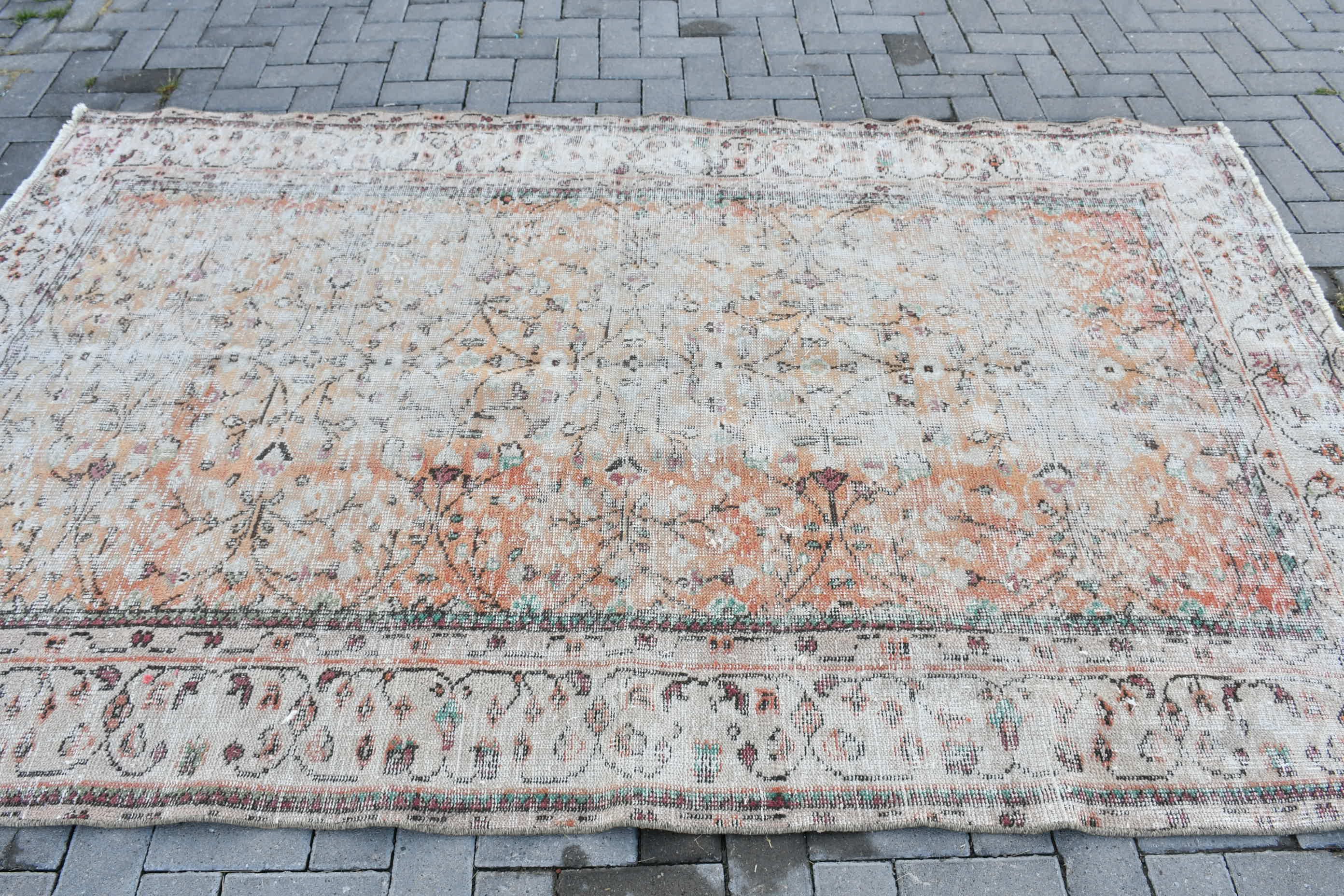 Oriental Rugs, Bedroom Rugs, 5.3x8.3 ft Large Rug, Salon Rugs, Living Room Rugs, Vintage Rug, Orange Oushak Rugs, Tribal Rug, Turkish Rug