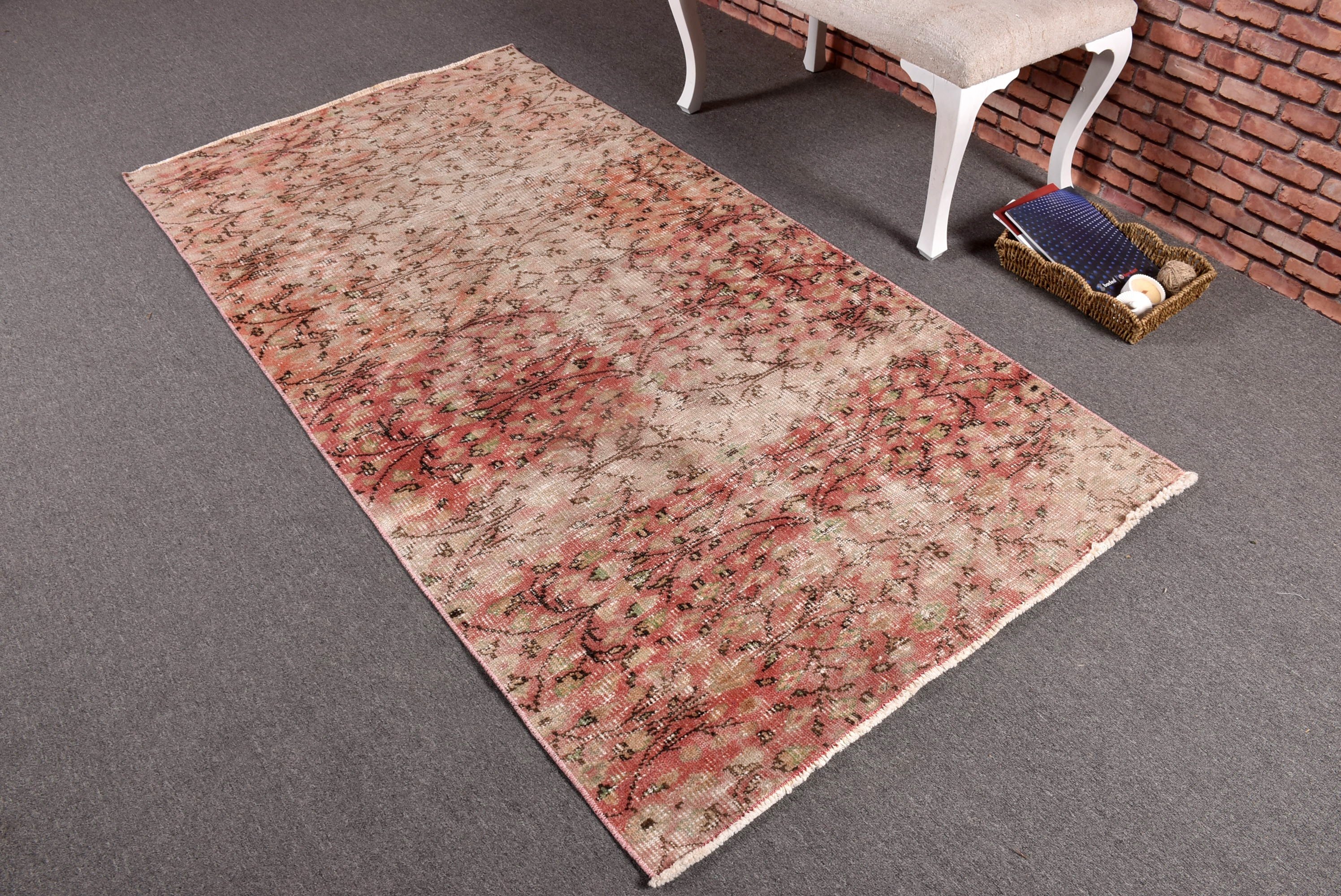 Kitchen Rug, Vintage Rug, Neutral Rug, Turkish Rug, Living Room Rugs, Modern Rug, Oriental Rugs, 3.6x7 ft Area Rugs, Red Oriental Rugs