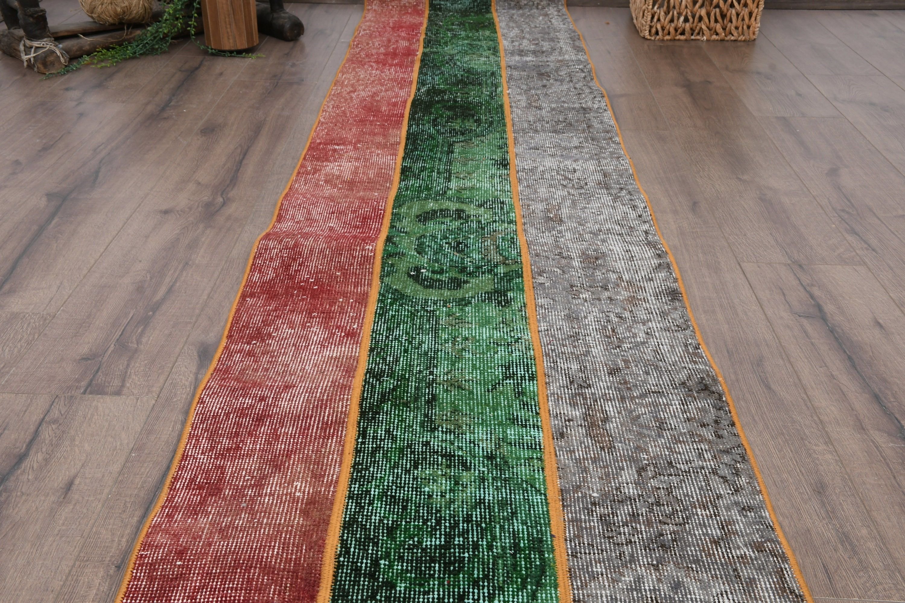 Vintage Rug, 2x8.7 ft Runner Rugs, Corridor Rugs, Green Bedroom Rugs, Anatolian Rug, Home Decor Rug, Turkish Rugs, Rugs for Corridor