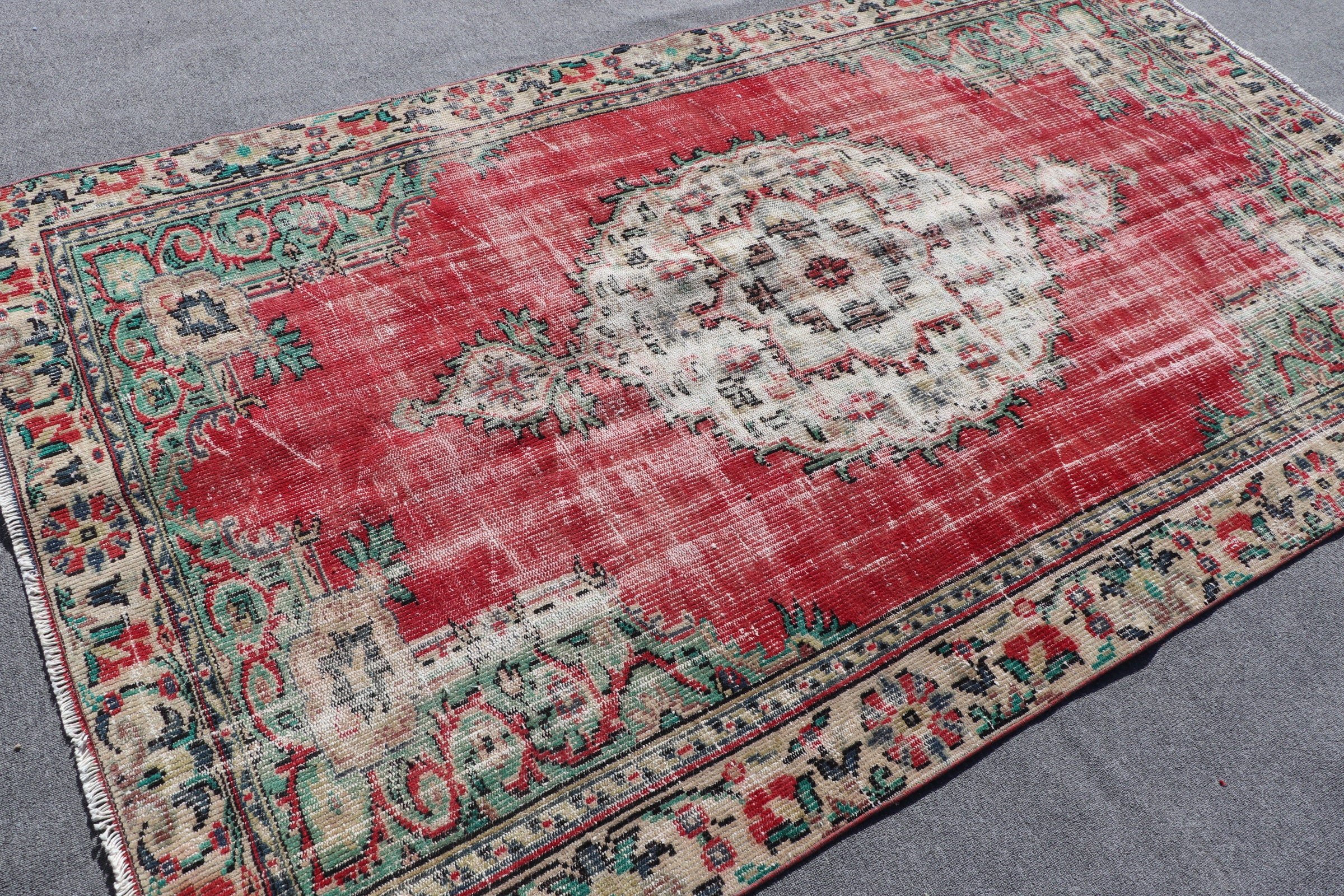 Turkish Rug, Art Rug, Home Decor Rugs, Dining Room Rug, Bedroom Rug, Red  5.2x8.5 ft Large Rugs, Vintage Rug, Rugs for Bedroom