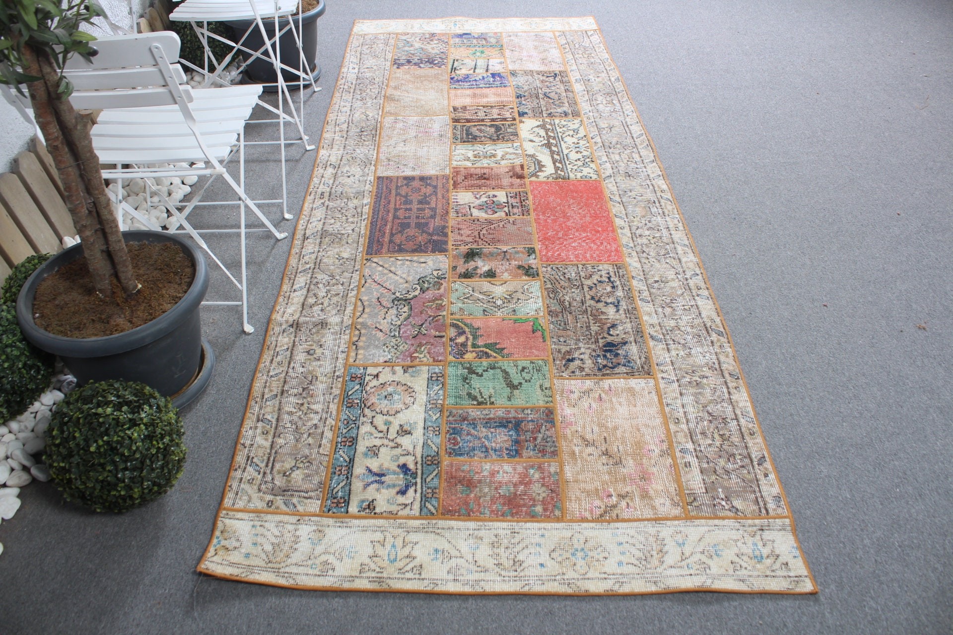 Turkish Rugs, Kitchen Rugs, Vintage Rug, Rainbow Cool Rug, 3.8x9.7 ft Runner Rugs, Art Rug, Moroccan Rugs, Oriental Rug, Rugs for Corridor