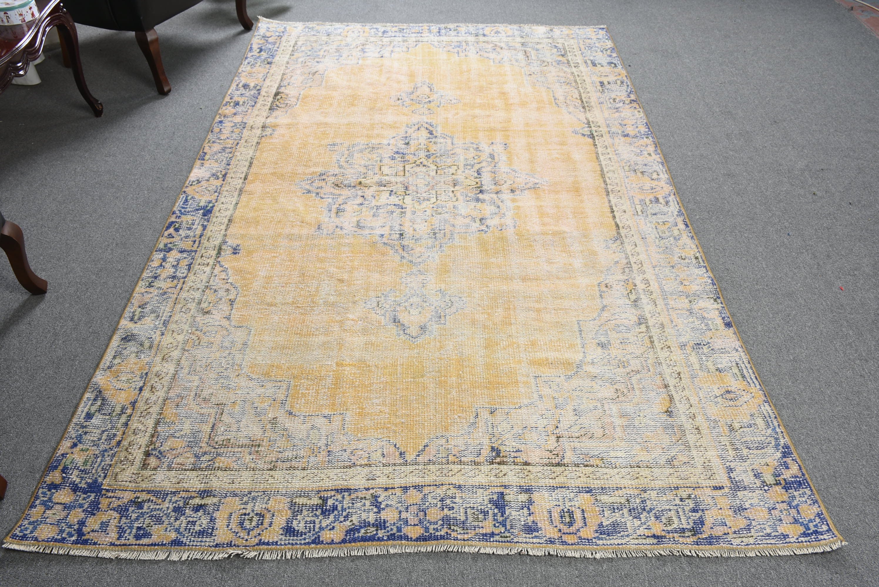 Living Room Rug, Home Decor Rugs, Vintage Rug, Turkish Rug, Dorm Rug, Yellow Wool Rug, Oriental Rug, Dining Room Rug, 5.5x8.8 ft Large Rug