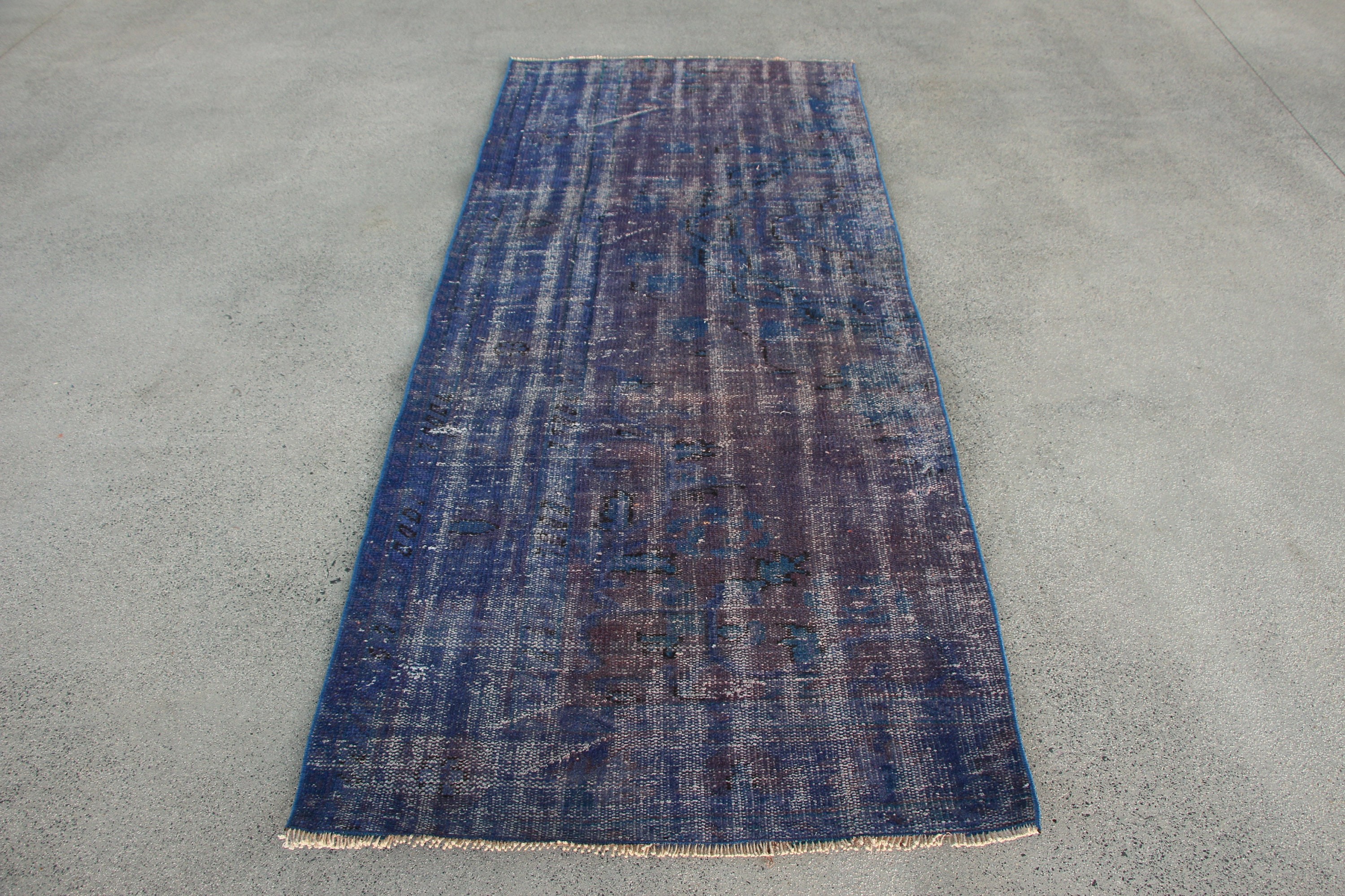 Turkish Rugs, Entry Rug, 3.1x7.4 ft Accent Rugs, Oushak Rug, Vintage Rug, Rugs for Nursery, Blue Oushak Rugs, Kitchen Rug, Antique Rug