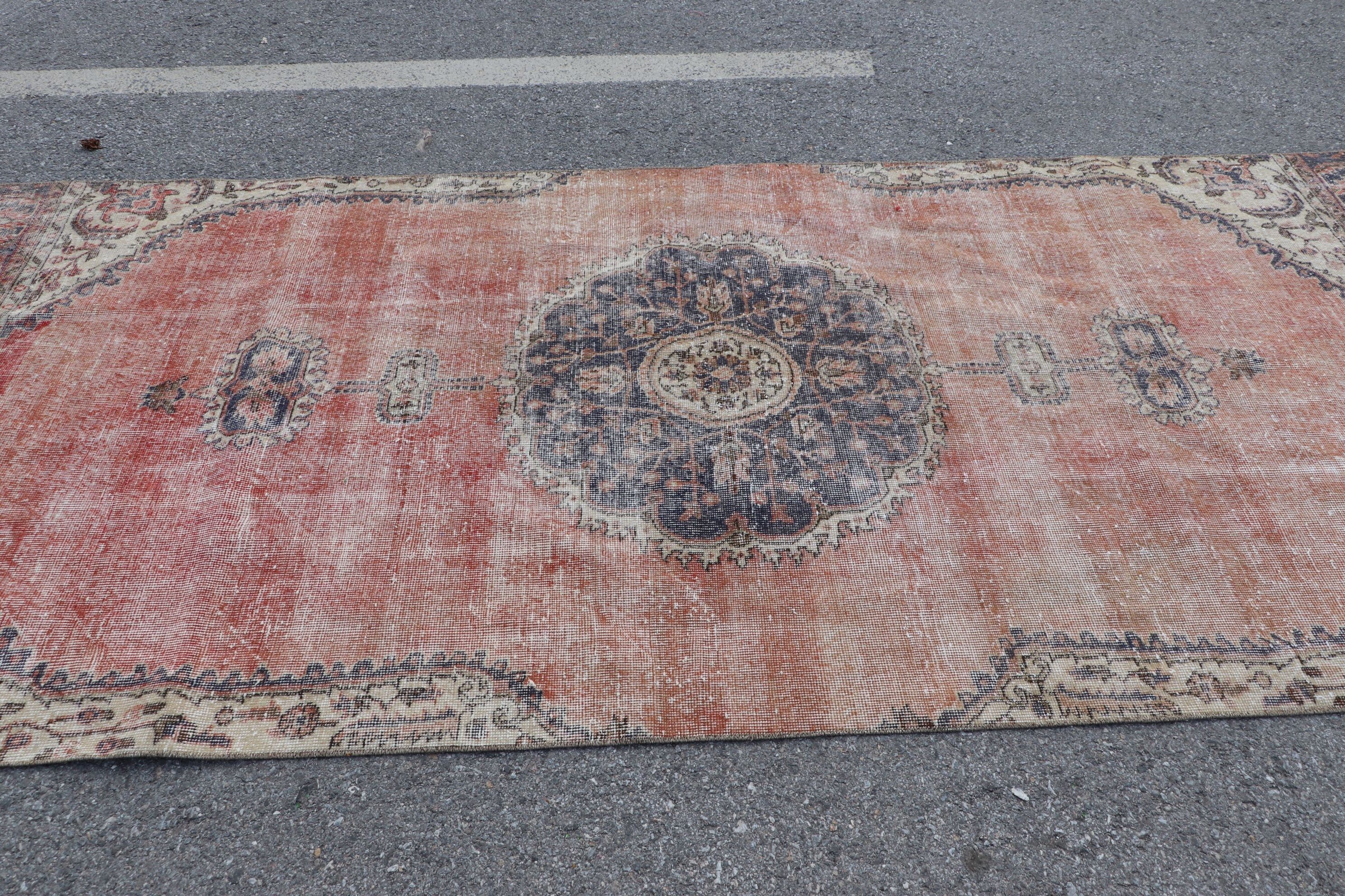 Living Room Rugs, Kitchen Rugs, Vintage Rug, 4.7x10.3 ft Large Rugs, Turkish Rug, Red Floor Rug, Bedroom Rug, Salon Rug, Vintage Decor Rug