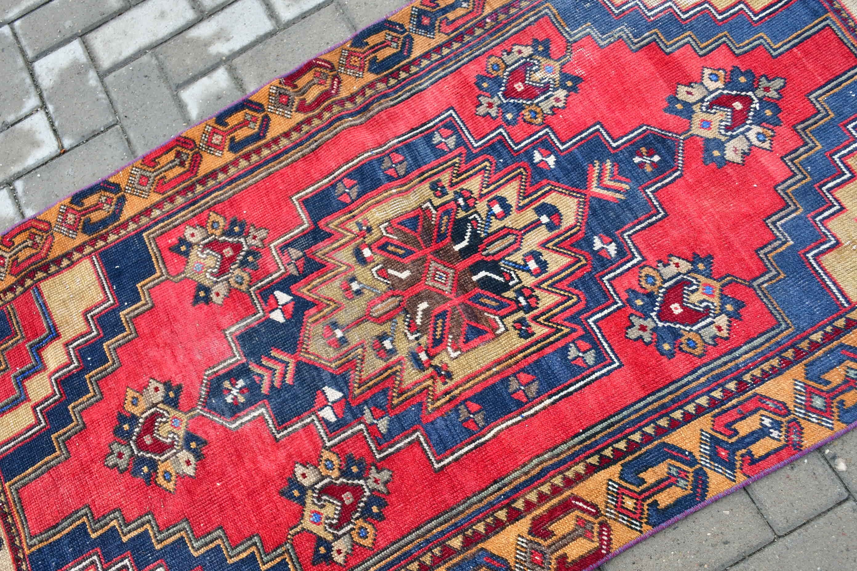 Kitchen Rugs, Nursery Rug, Wool Rug, Red Oushak Rug, Turkish Rug, Rugs for Entry, 2.9x6.1 ft Accent Rugs, Vintage Rug