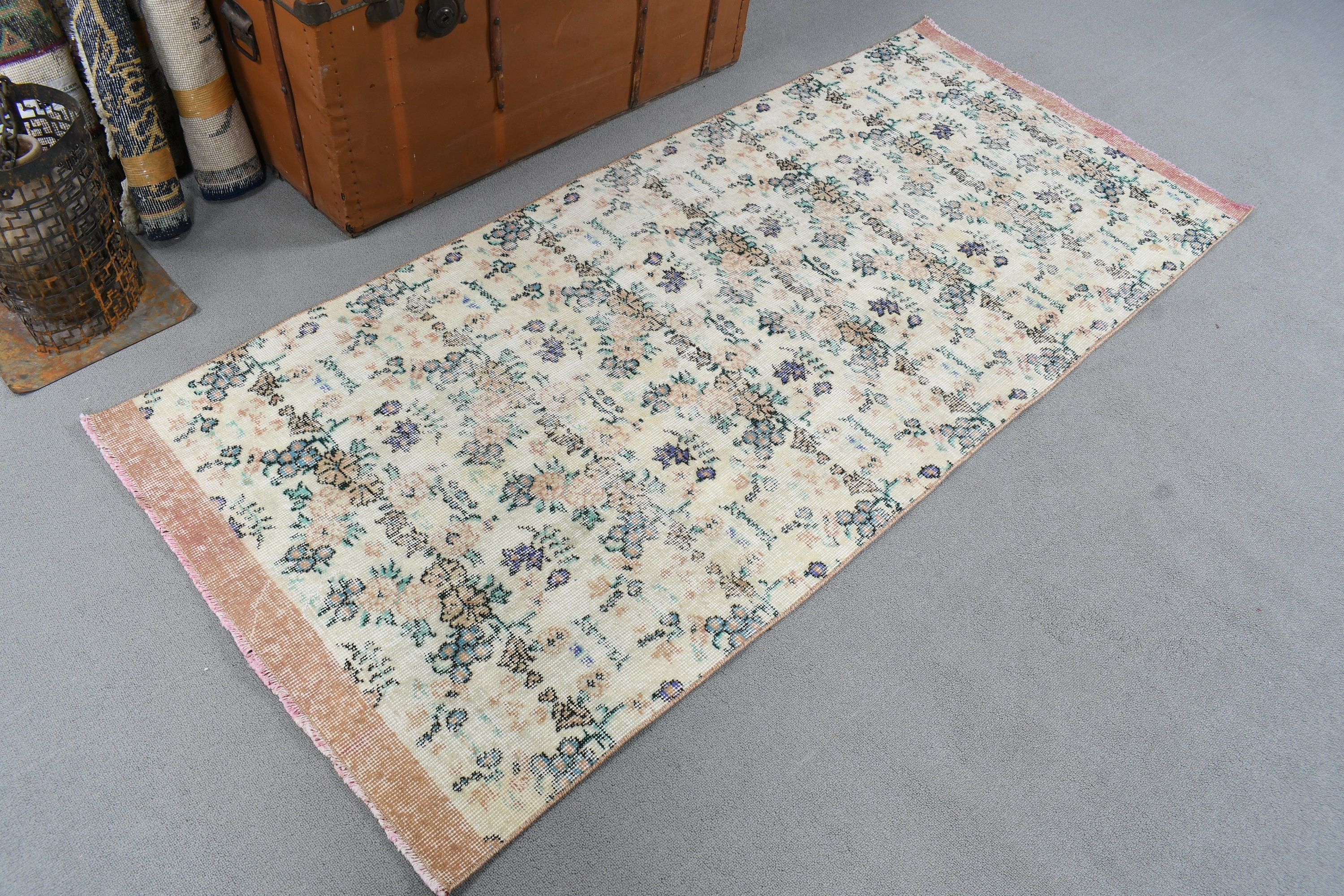 Rugs for Entry, Boho Rug, Beige Cool Rugs, Vintage Accent Rugs, Kitchen Rug, 2.9x6.6 ft Accent Rugs, Vintage Rugs, Turkish Rugs, Luxury Rug