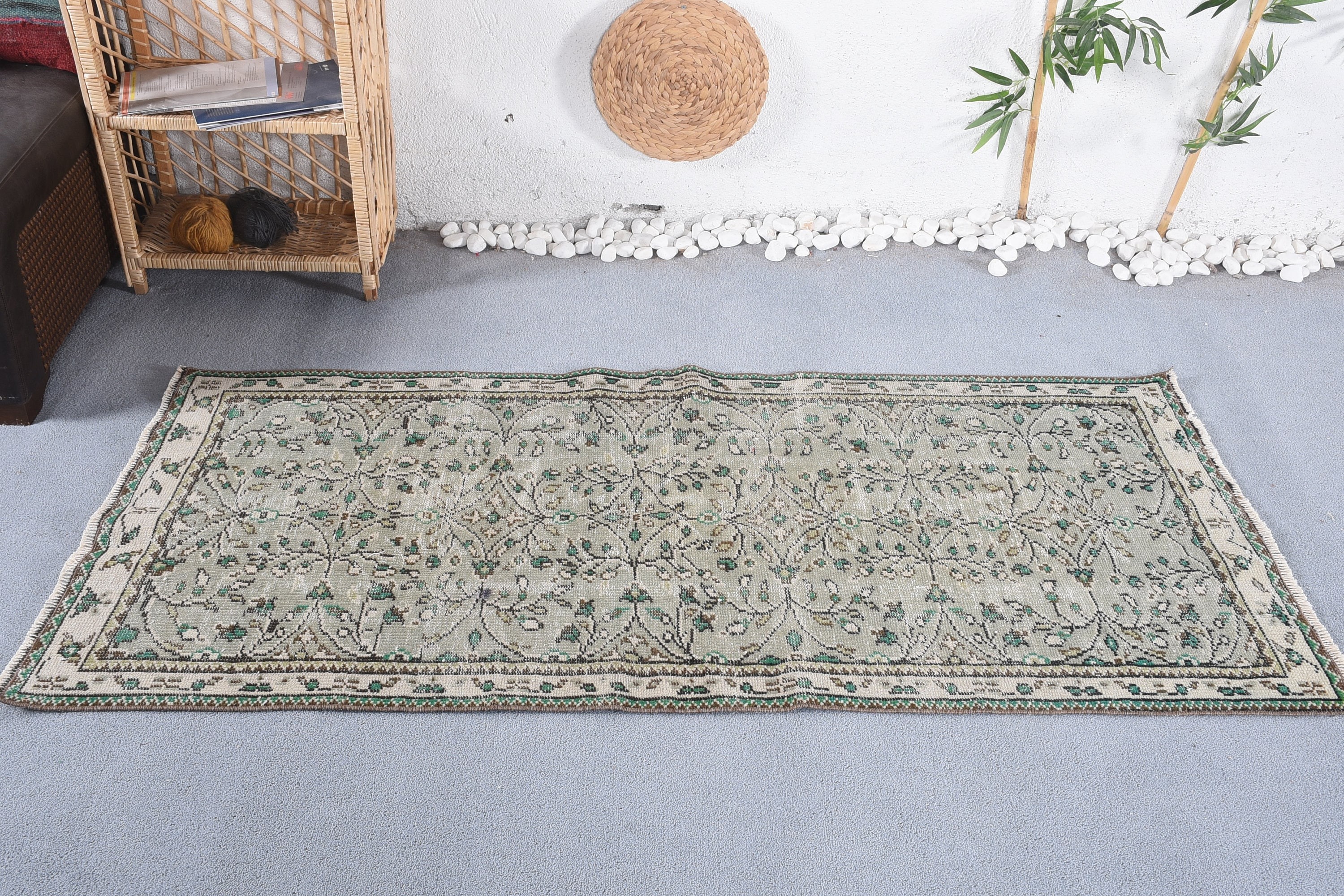 White  3x6 ft Accent Rugs, Vintage Rug, Entry Rugs, Rugs for Kitchen, Turkish Rug, Floor Rugs, Kitchen Rug