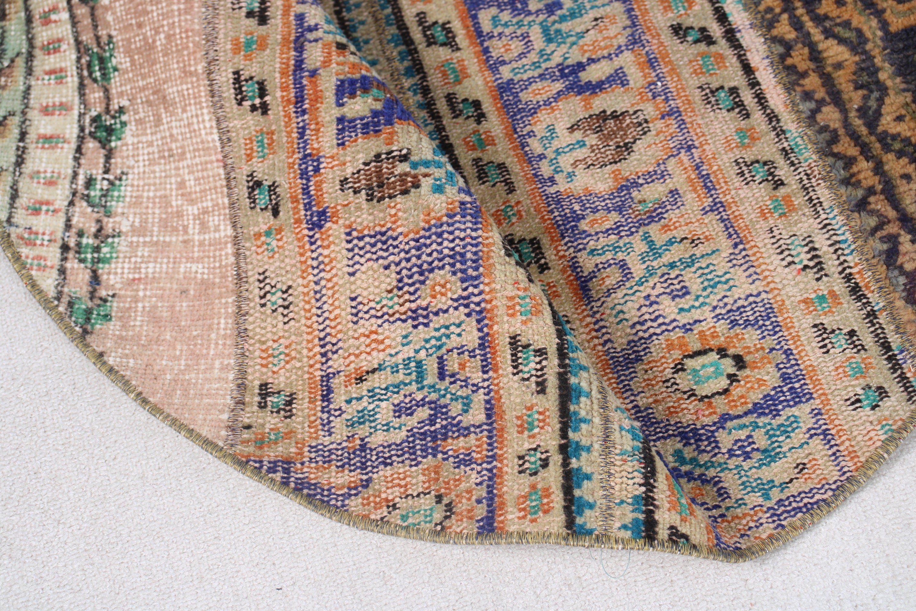 Wall Hanging Rug, Floor Rug, Blue Handwoven Rugs, Turkish Rug, Kitchen Rug, Vintage Rugs, Bedroom Rugs, 3x3 ft Small Rug