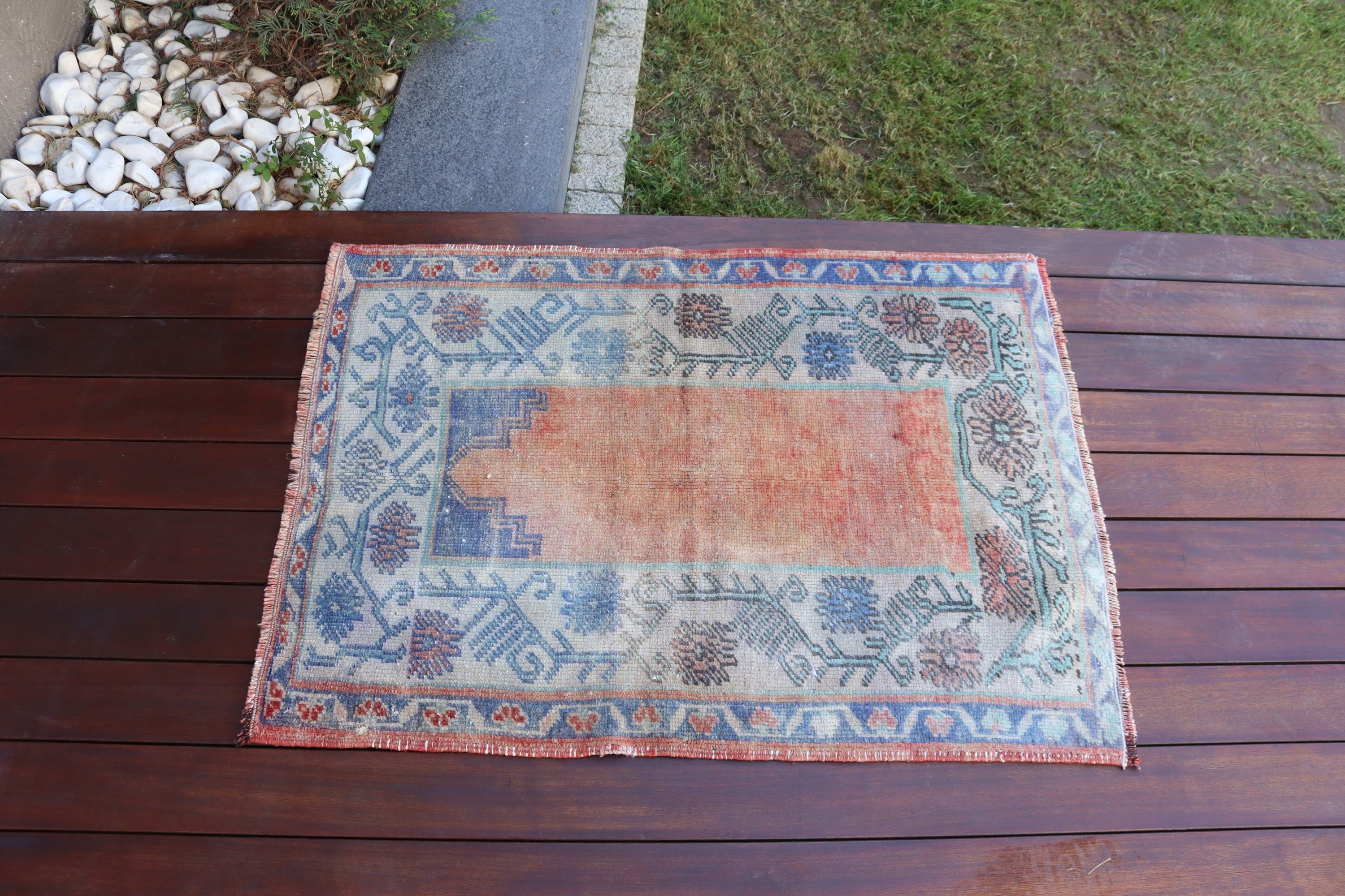 Turkish Rug, Orange Neutral Rug, Bathroom Rug, Vintage Rug, Nursery Rugs, Boho Rugs, 2.3x3.1 ft Small Rugs, Decorative Rug