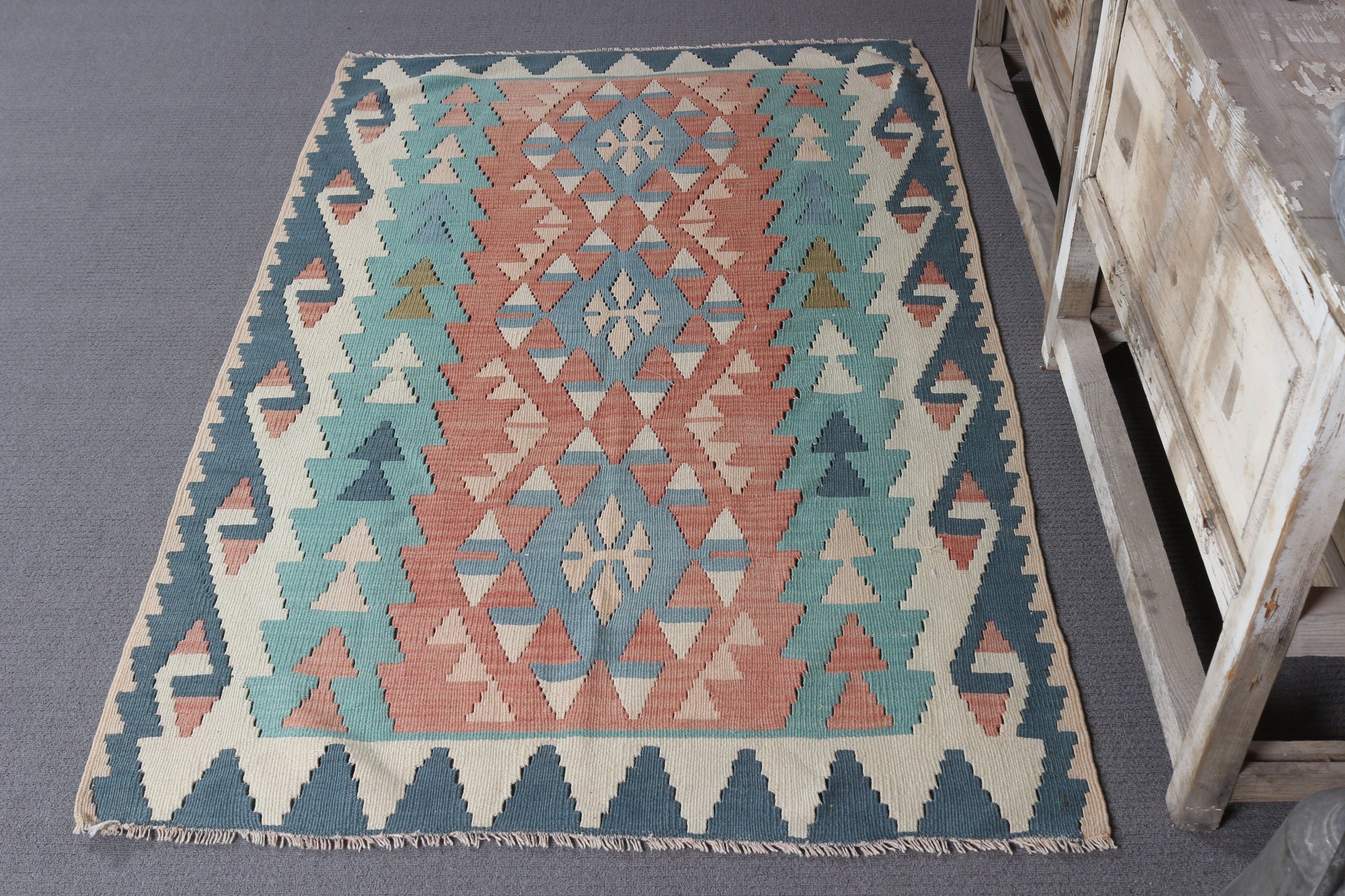 Kitchen Rugs, 3.5x5.6 ft Accent Rugs, Vintage Rug, Rugs for Nursery, Nursery Rug, Blue Antique Rug, Turkey Rug, Turkish Rug, Antique Rugs