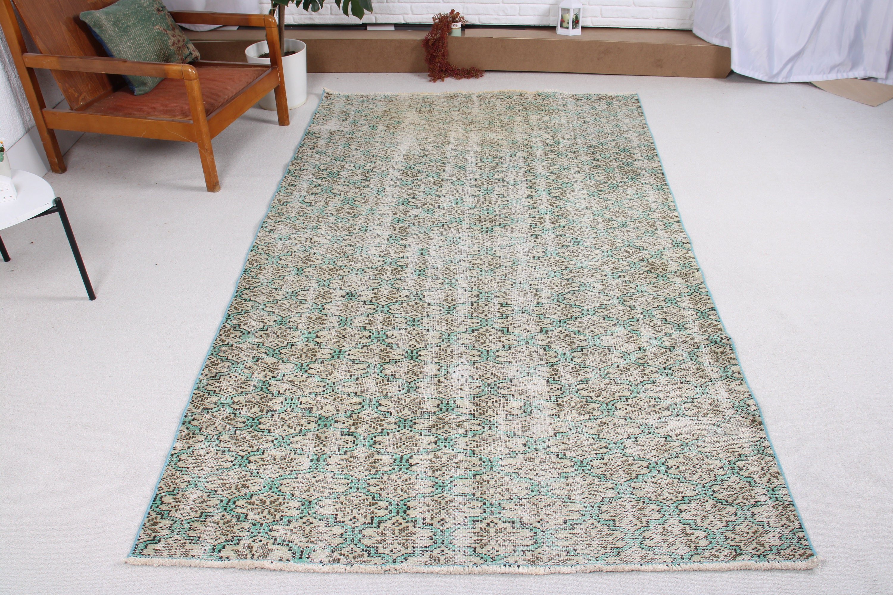 Ev Dekorasyonu Halıları, Vintage Halılar, Oushak Alan Halısı, 4.7x8.3 ft Alan Halıları, Türk Halıları, Yeşil Ev Dekorasyonu Halıları, Çocuk Halıları