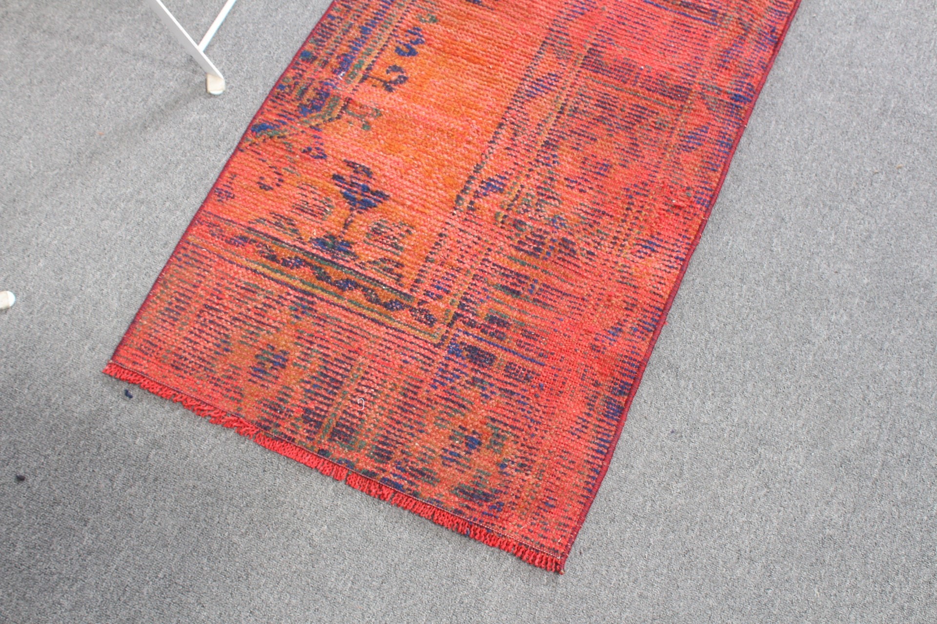 Vintage Rug, Wall Hanging Rug, Turkish Rug, 1.8x3.7 ft Small Rug, Kitchen Rug, Floor Rugs, Oriental Rug, Rugs for Bath, Orange Oushak Rug