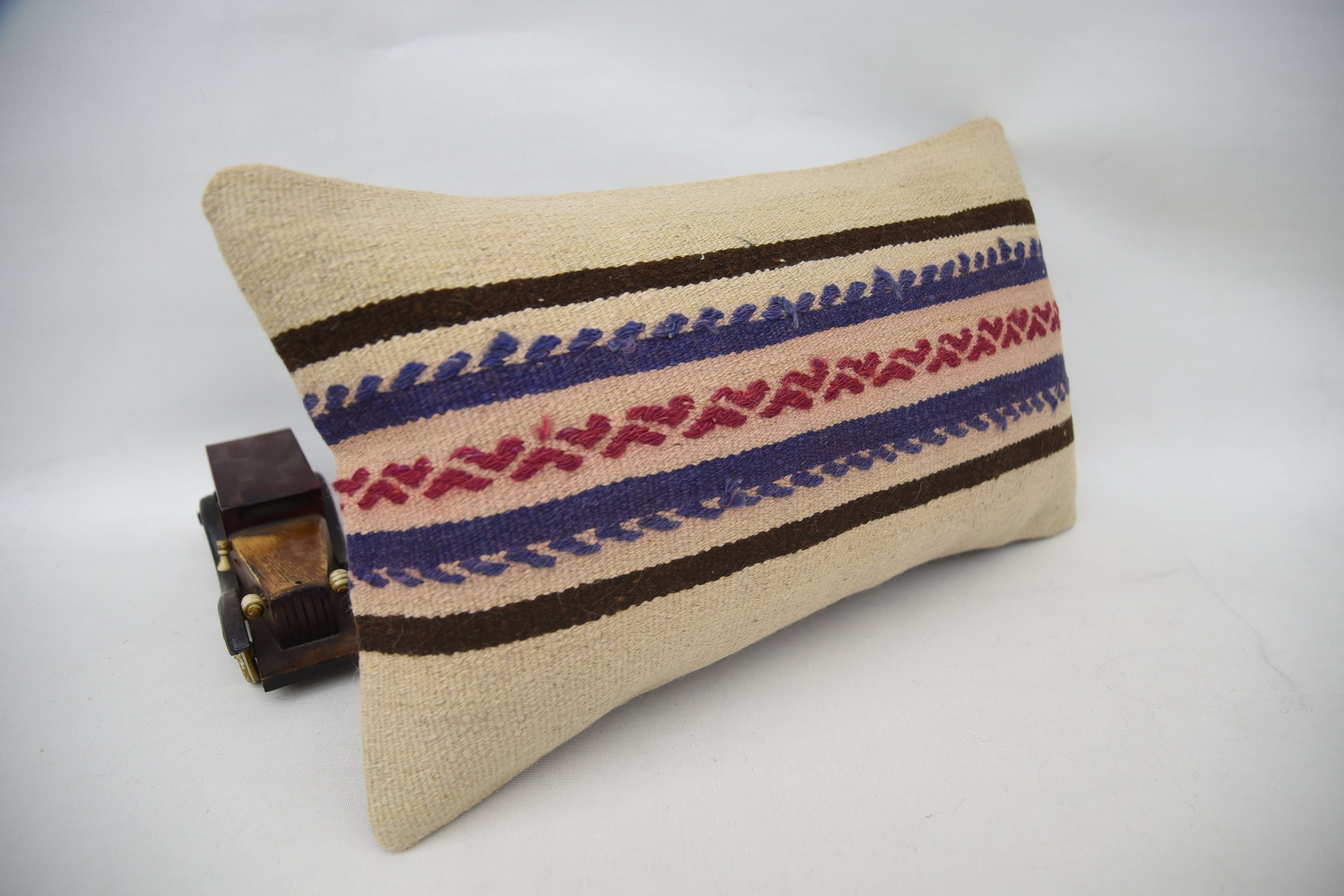 Pillow for Couch, Patio Cushion Case, 12"x20" Beige Pillow Case, Hippie Throw Pillow Case, Interior Designer Pillow, Kilim Pillow Cover