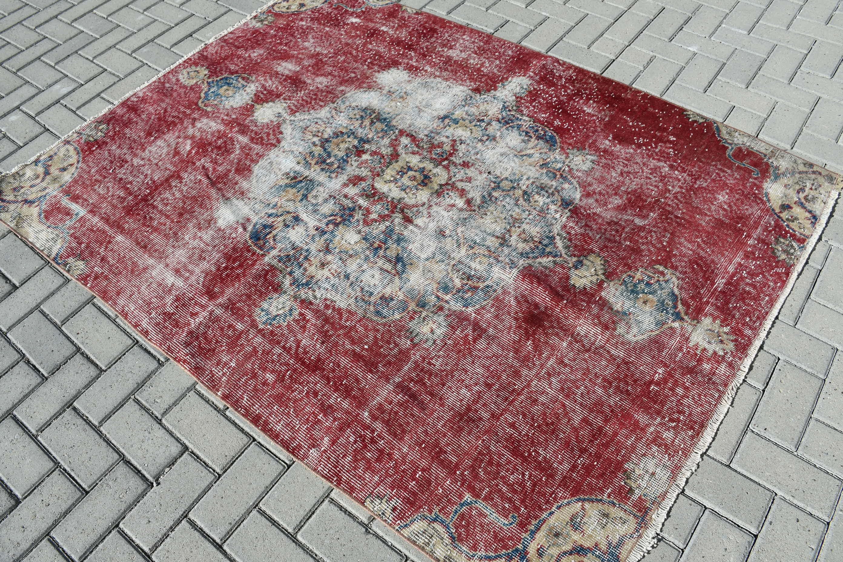 4.9x6.4 ft Area Rug, Moroccan Rug, Red Antique Rug, Rugs for Dining Room, Nursery Rug, Vintage Rug, Turkish Rug, Bedroom Rug, Oushak Rug