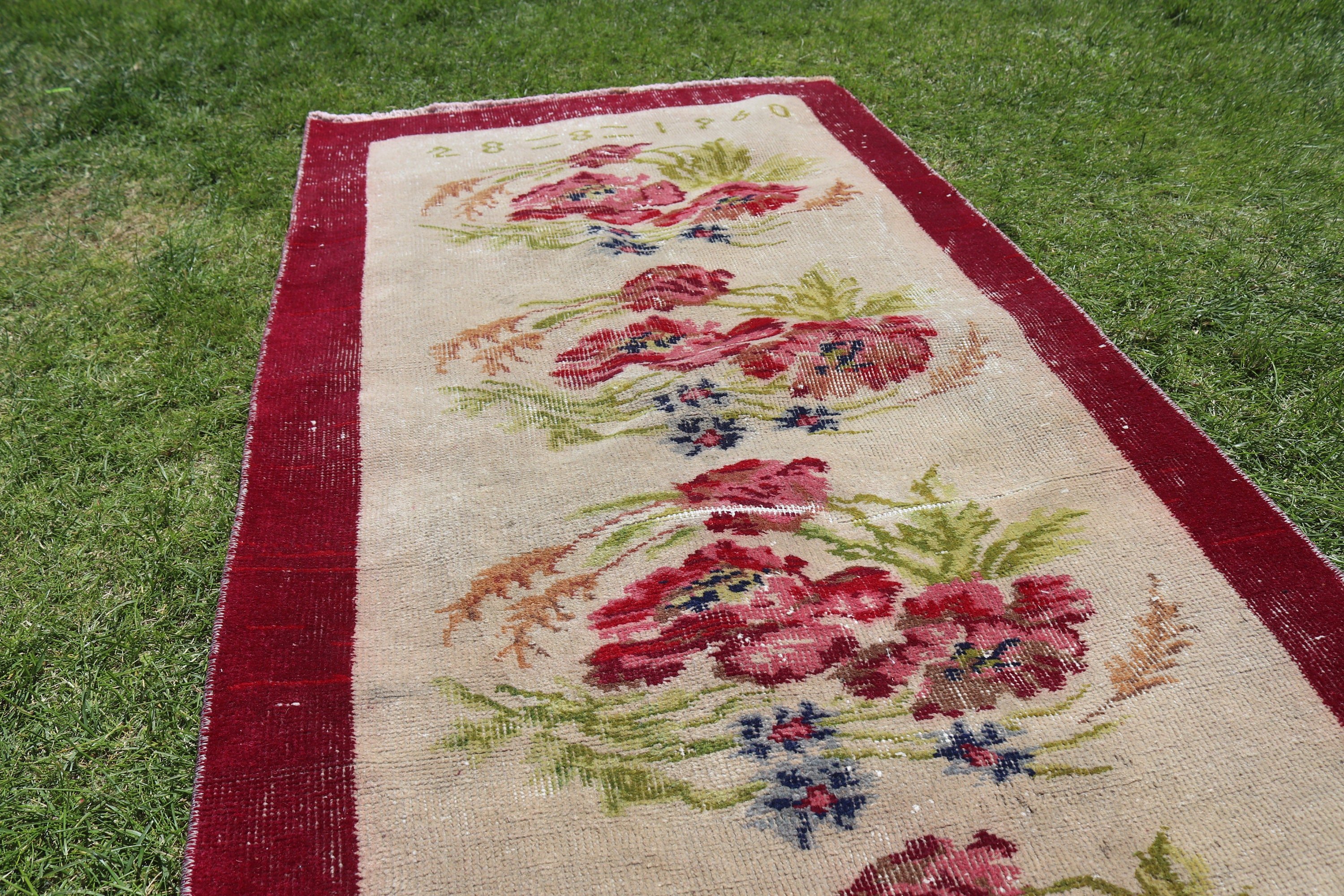 Rugs for Vintage Accent, Vintage Accent Rug, Boho Rug, Kitchen Rugs, Vintage Rug, 2.7x5.8 ft Accent Rugs, Red Oriental Rugs, Turkish Rug