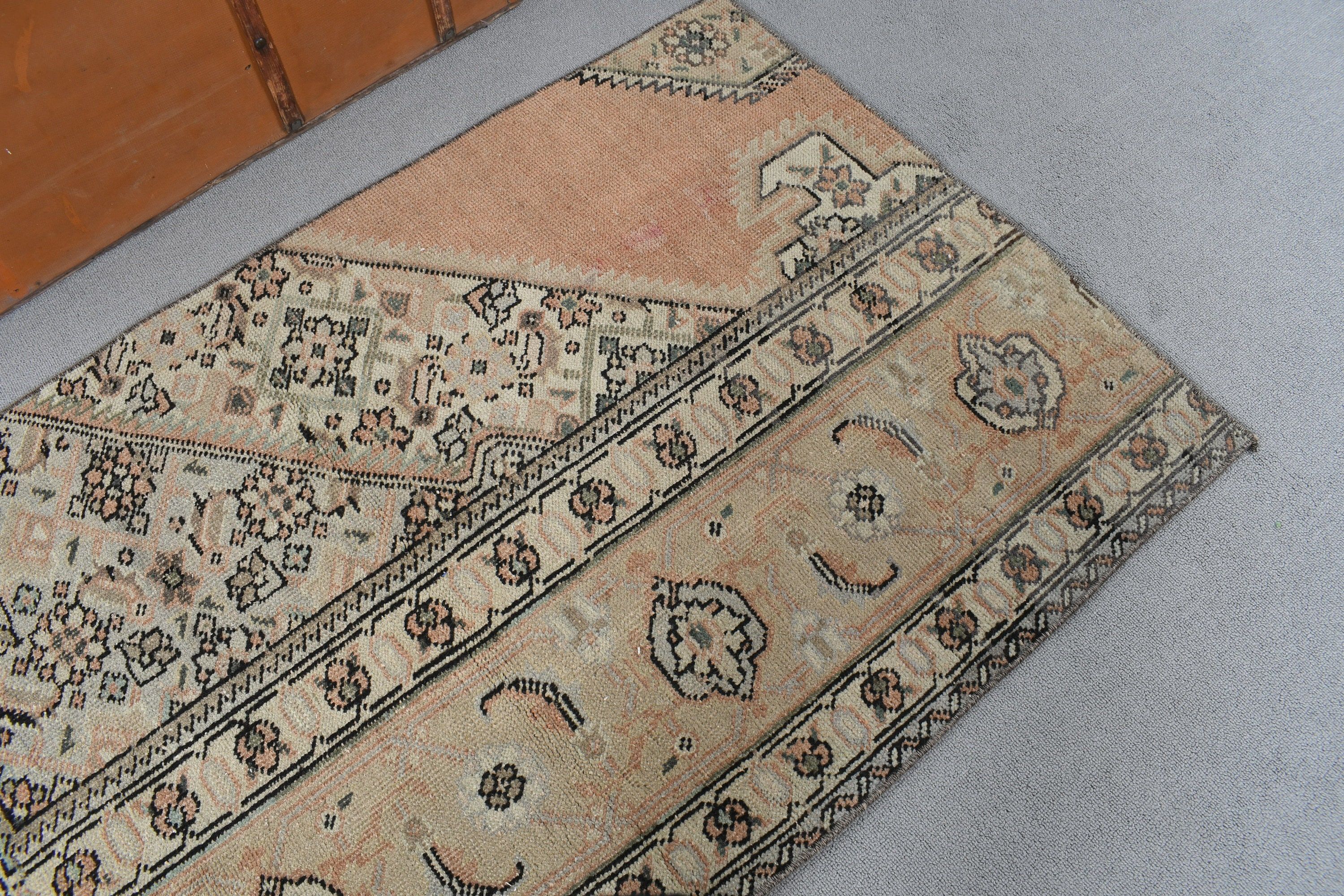 Araba Paspas Halısı, Bej Boho Halılar, Vintage Halılar, Geometrik Halılar, 2.6x4.6 ft Küçük Halı, Nötr Halı, Duvara Asılı Halılar, Türk Halısı, Kabile Halıları