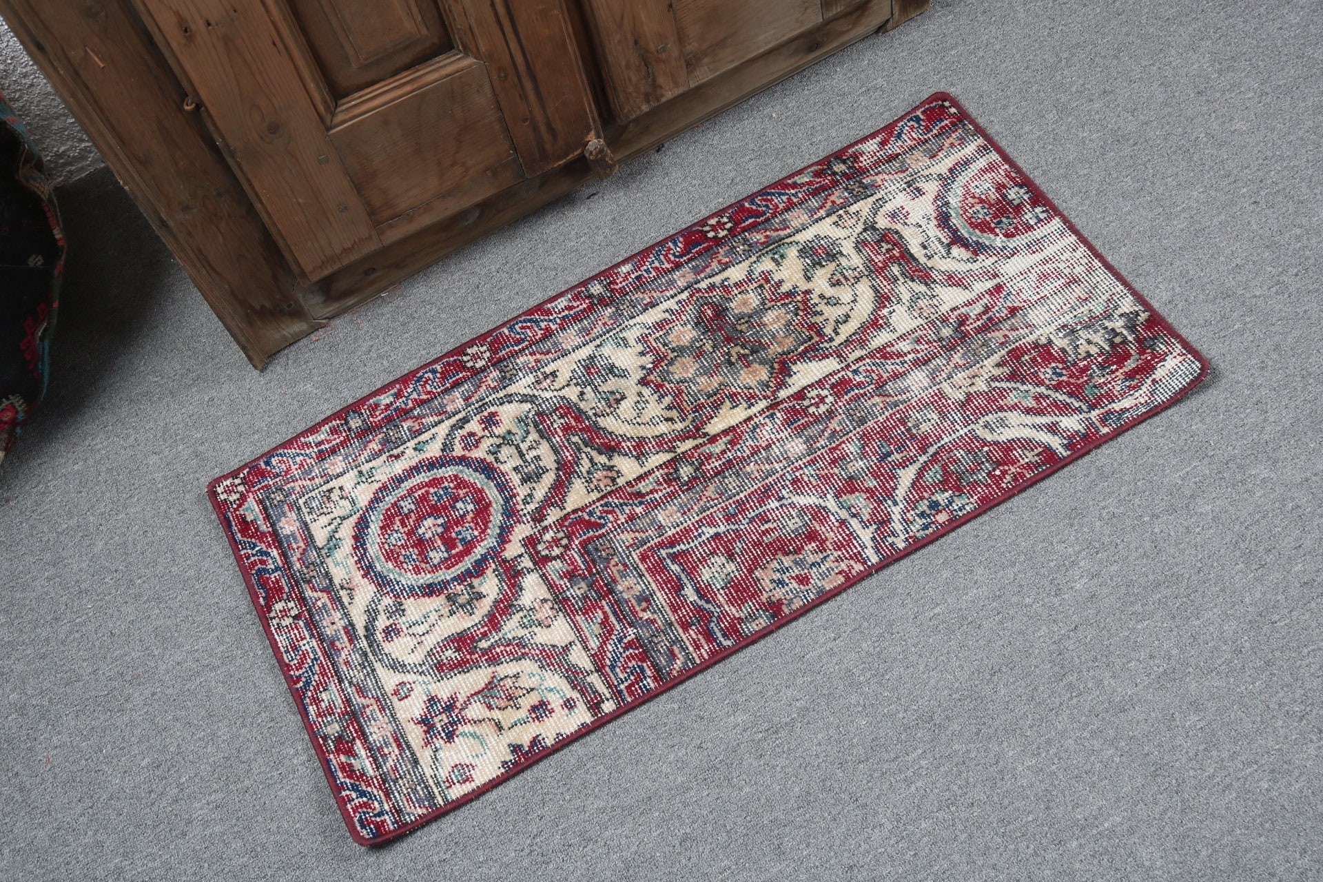 Kitchen Rugs, Modern Rug, Turkish Rugs, Oriental Rug, Red Handwoven Rugs, Vintage Rugs, Door Mat Rugs, 1.5x3 ft Small Rugs