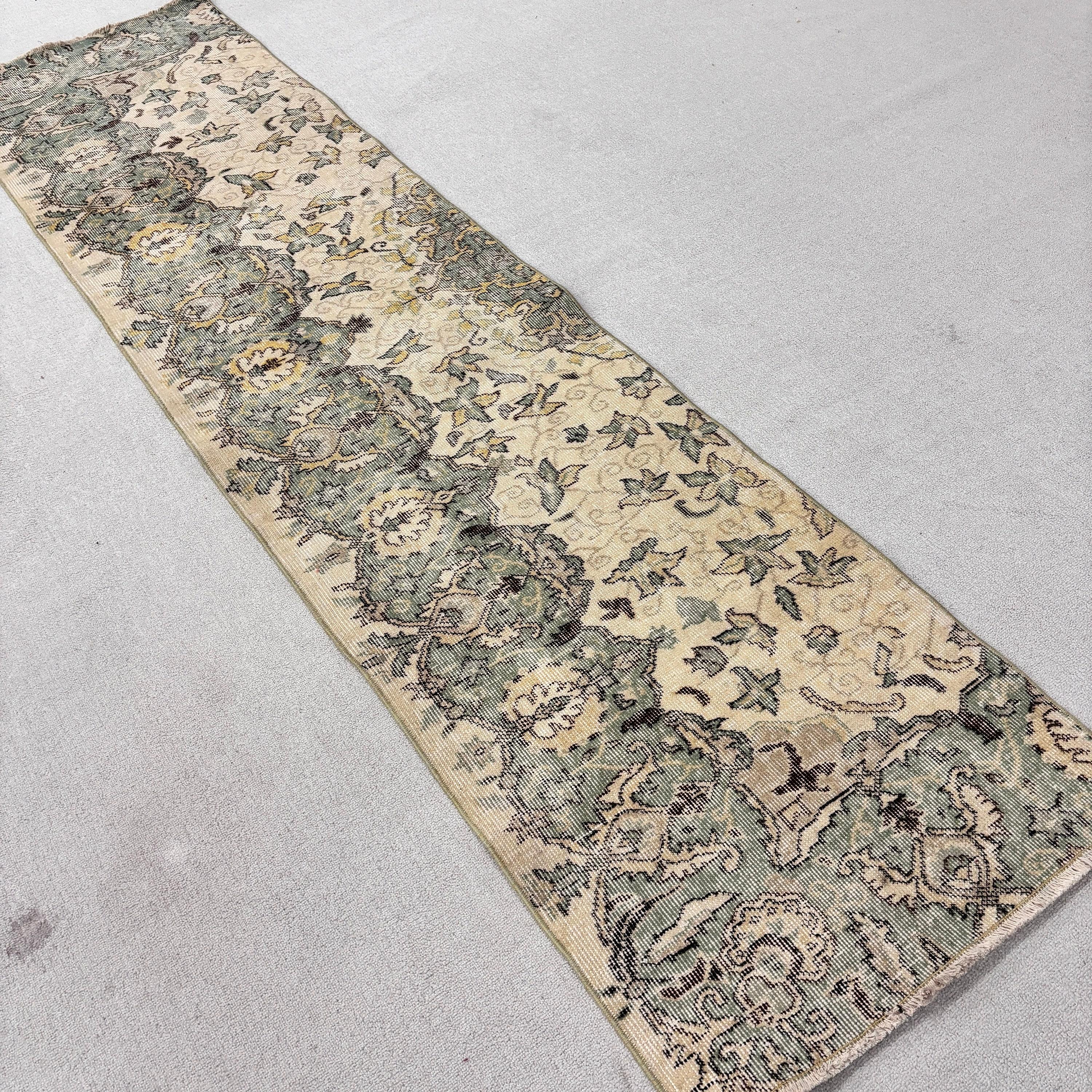 Beige Boho Rug, Long Runner Rug, Hallway Rugs, 2.3x9.1 ft Runner Rug, Bohemian Rug, Neutral Rugs, Antique Rug, Vintage Rug, Turkish Rugs