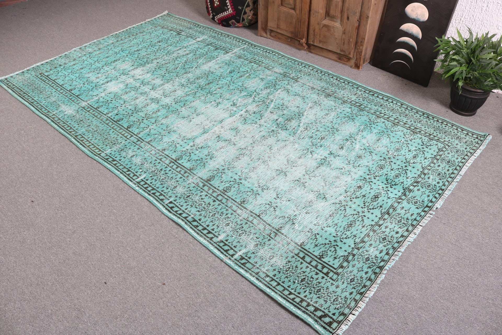 Outdoor Rug, Wool Rugs, Bedroom Rugs, Green Modern Rugs, Large Boho Rug, Vintage Rug, Handwoven Rugs, Turkish Rugs, 4.9x8.5 ft Large Rug