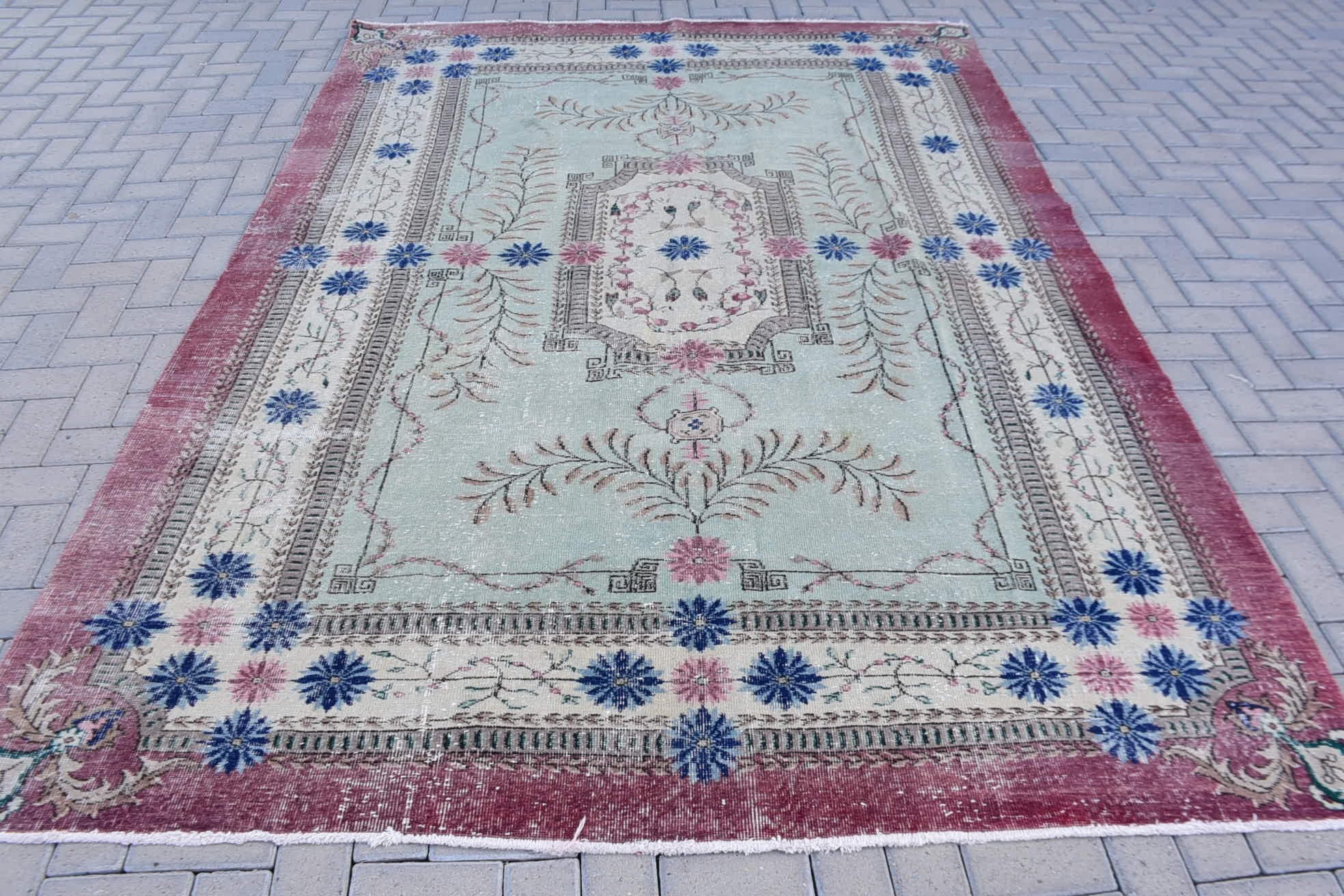 Antique Rug, Vintage Rugs, Turkish Rugs, Cute Rug, 7x9.8 ft Large Rug, Dining Room Rug, Wool Rug, Bedroom Rug, Rugs for Dining Room