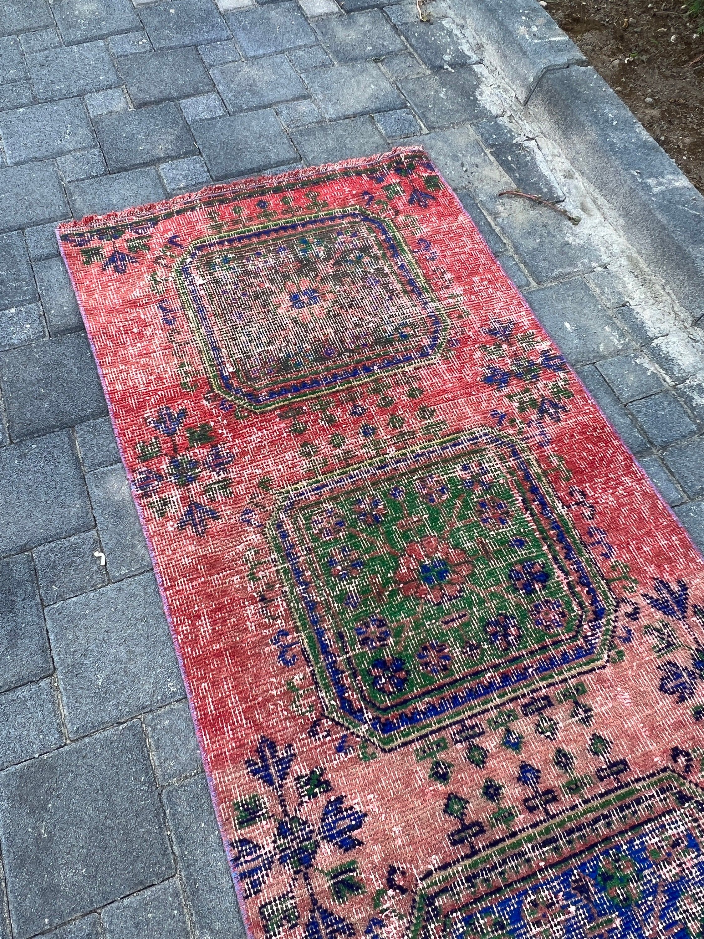 2.7x17.6 ft Runner Rug, Old Rug, Orange Kitchen Rug, Rugs for Corridor, Oushak Rugs, Hallway Rug, Vintage Rug, Home Decor Rugs, Turkish Rug