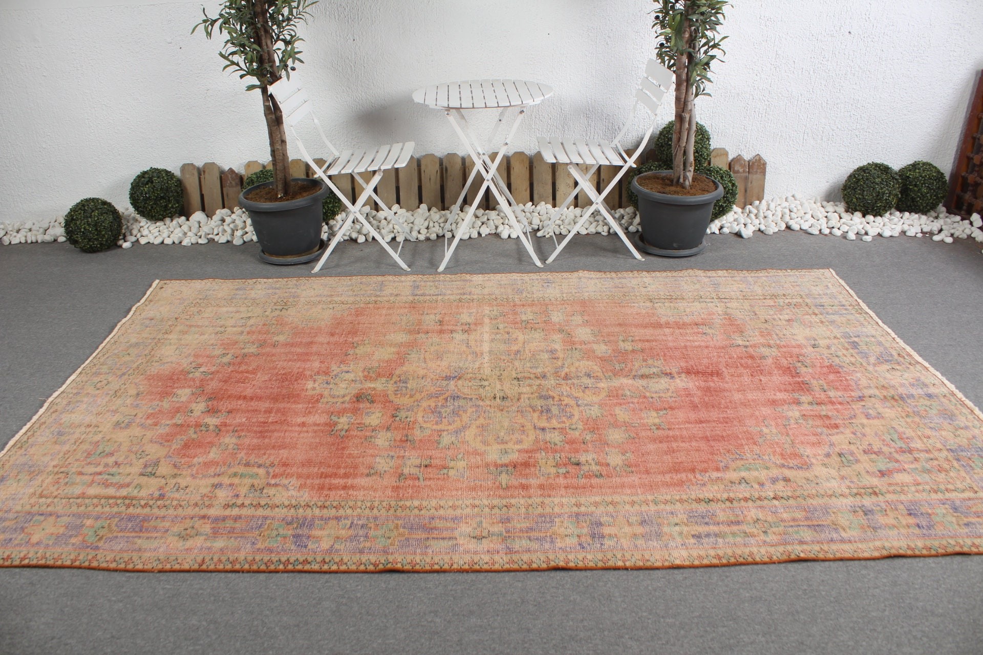 Red Oushak Rugs, Wedding Rugs, Turkish Rugs, Moroccan Rug, Vintage Rugs, Bedroom Rug, Home Decor Rug, Dining Room Rug, 5.8x9.7 ft Large Rug