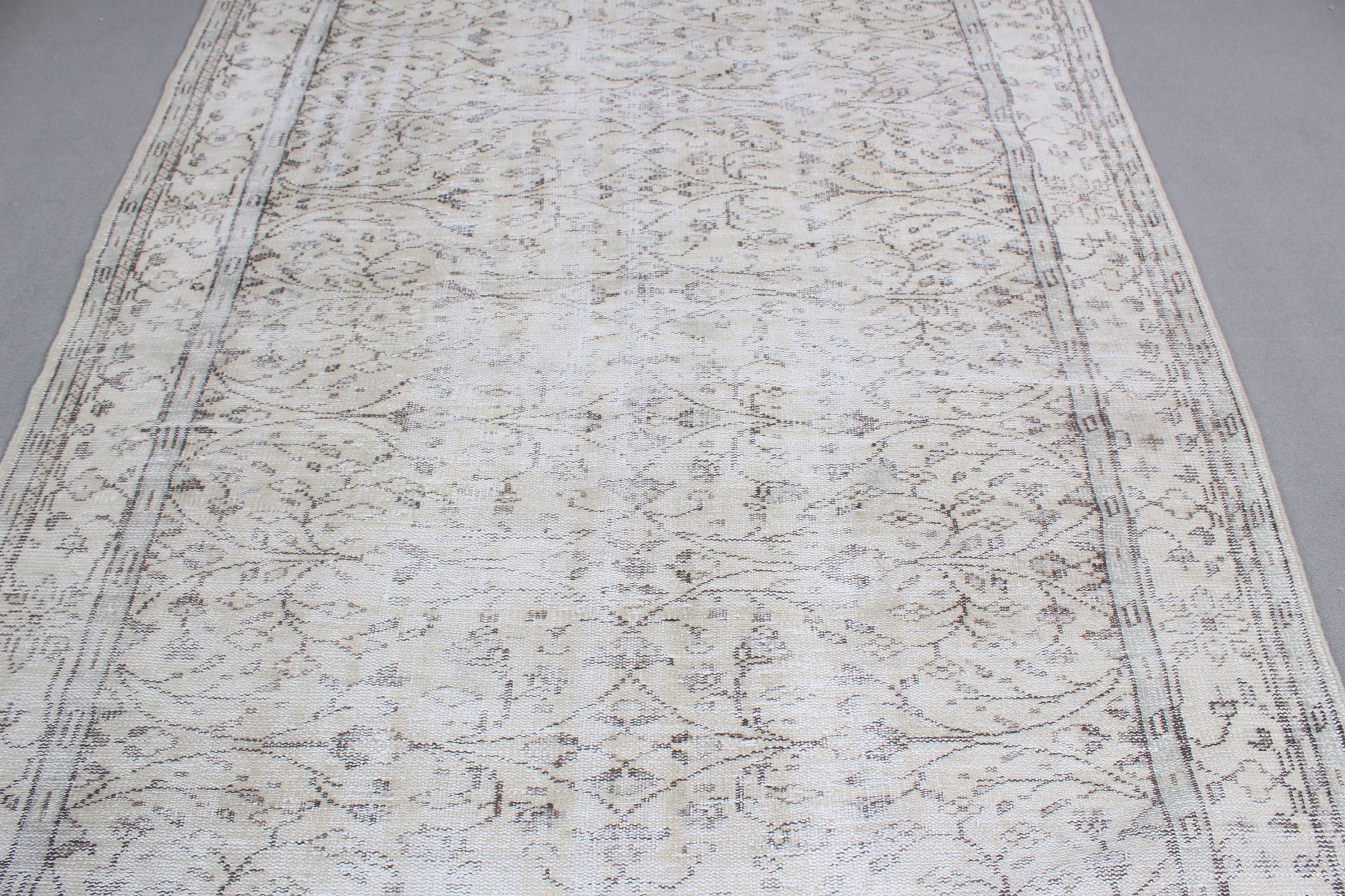 Vintage Halı, Bildiri Halısı, Yatak Odası Halısı, Bej Nötr Halı, 5.8x8.8 ft Büyük Halı, Türk Halıları, Büyük Vintage Halı, Etnik Halı