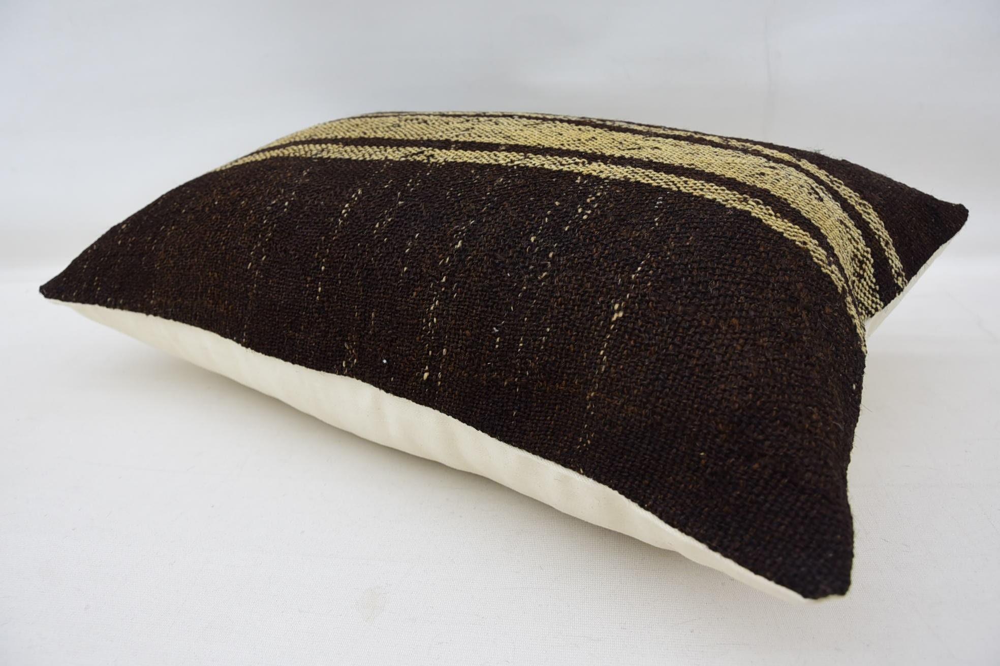 Vintage Kilim Pillow Pillow Cover, 16"x24" Brown Pillow, Natural Pillow Cover, Boho Pillow, Kilim Cushion Sham, Antique Pillows