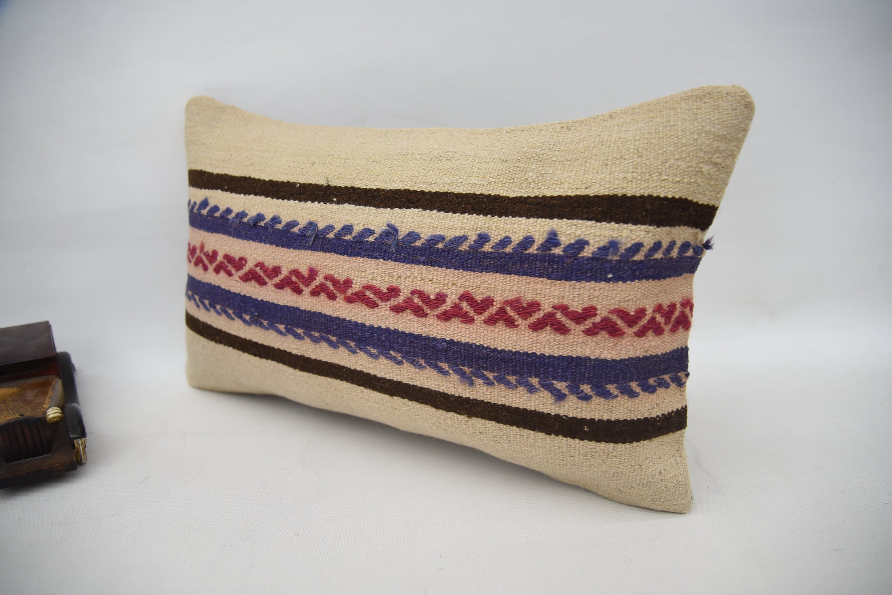 Pillow for Couch, Patio Cushion Case, 12"x20" Beige Pillow Case, Hippie Throw Pillow Case, Interior Designer Pillow, Kilim Pillow Cover