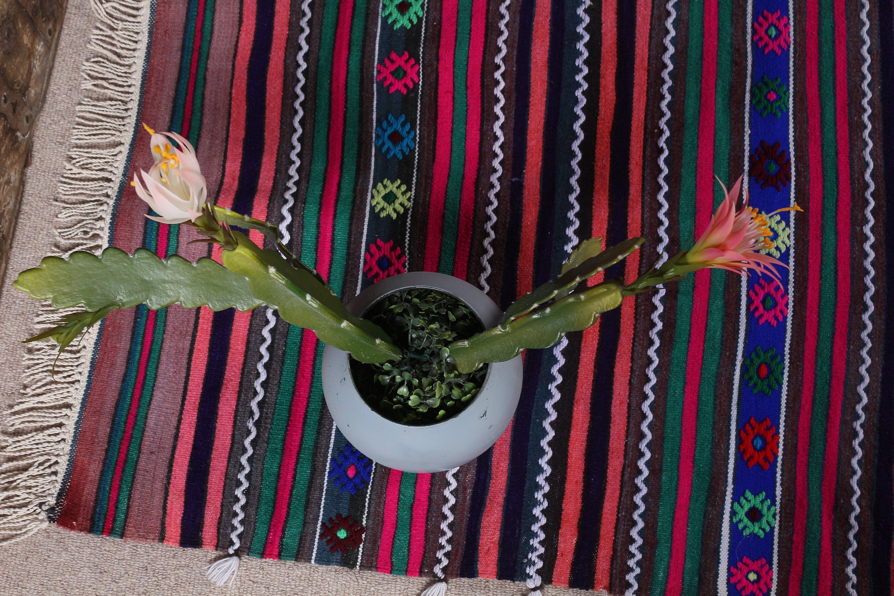 Oushak Rugs, Kilim, Boho Rug, Bedroom Rugs, Kitchen Rugs, 2.6x4.2 ft Small Rug, Art Rug, Turkish Rugs, Rainbow Moroccan Rug, Vintage Rugs