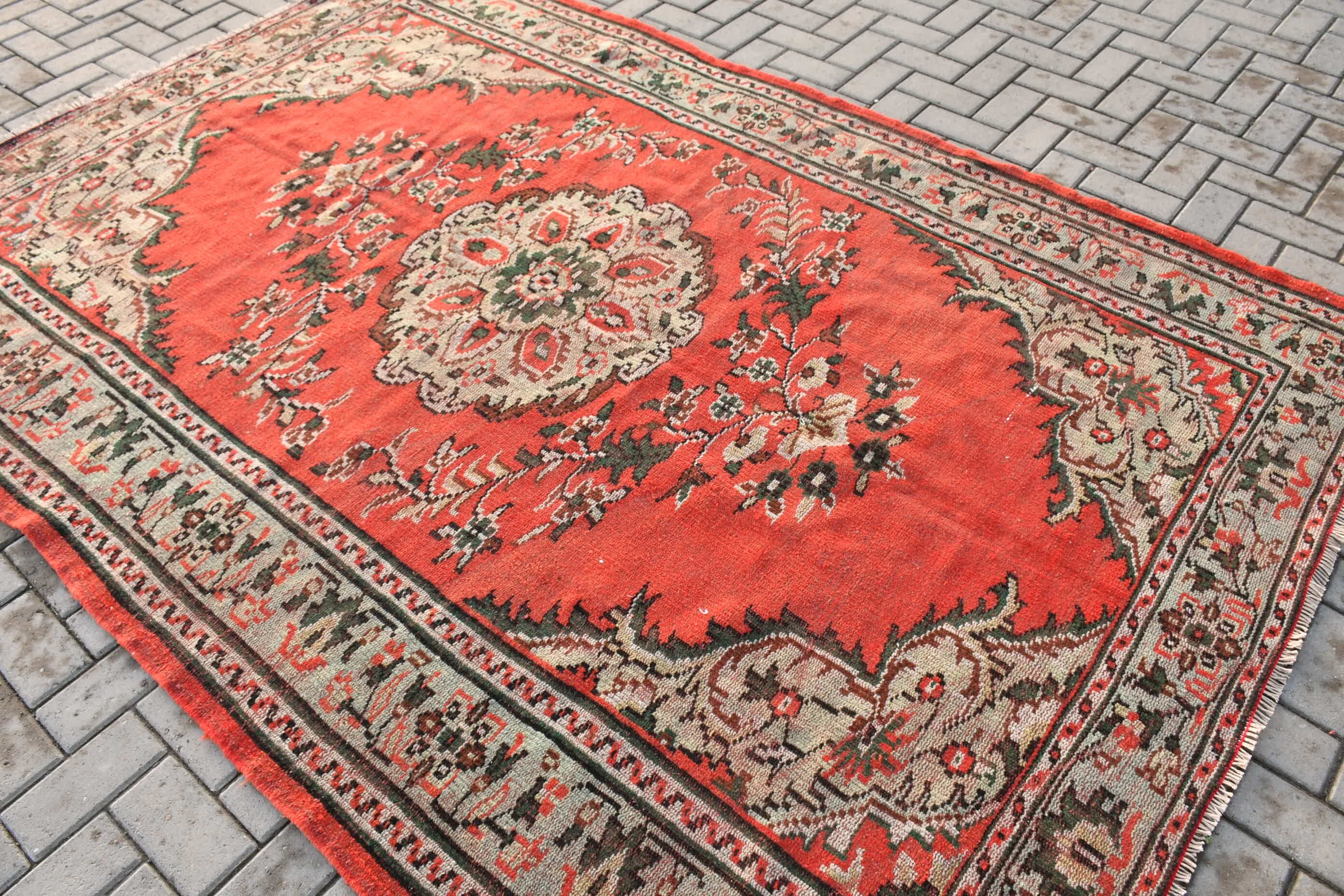 Vintage Decor Rug, 6.2x8.9 ft Large Rug, Living Room Rug, Red Oriental Rugs, Bedroom Rugs, Floor Rugs, Oushak Rug, Vintage Rug, Turkish Rug