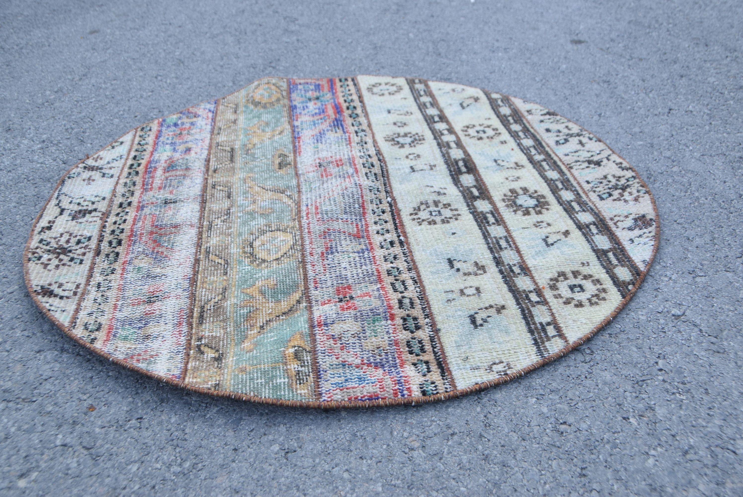 Beige Oriental Rug, Rugs for Car Mat, Oushak Rug, Turkish Rug, Bath Rug, 3.3x3.3 ft Small Rugs, Door Mat Rug, Kitchen Rug, Vintage Rug