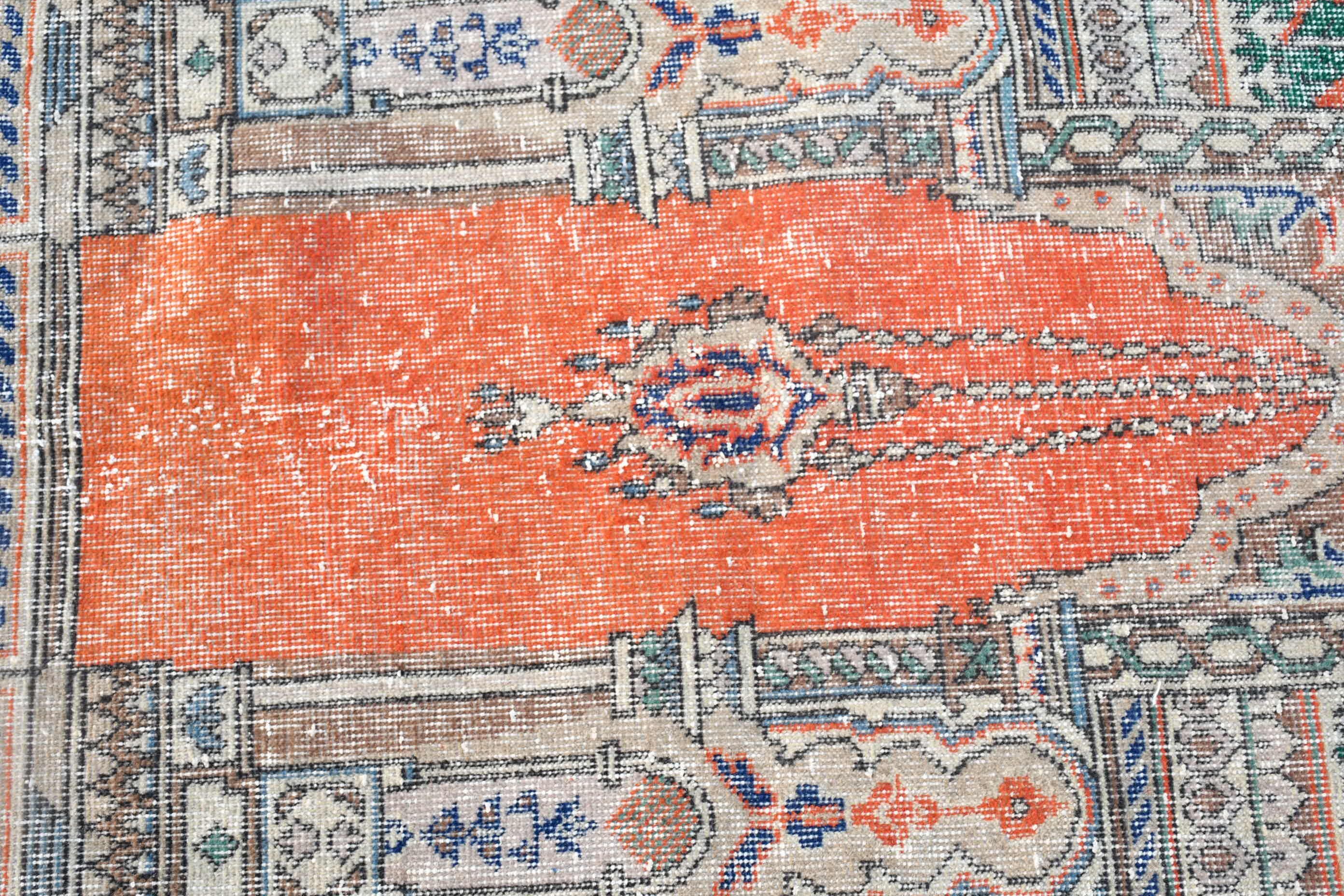 Rugs for Bedroom, 2.6x4 ft Small Rugs, Nursery Rug, Antique Rug, Bathroom Rug, Turkish Rug, Vintage Rug, Orange Bedroom Rug